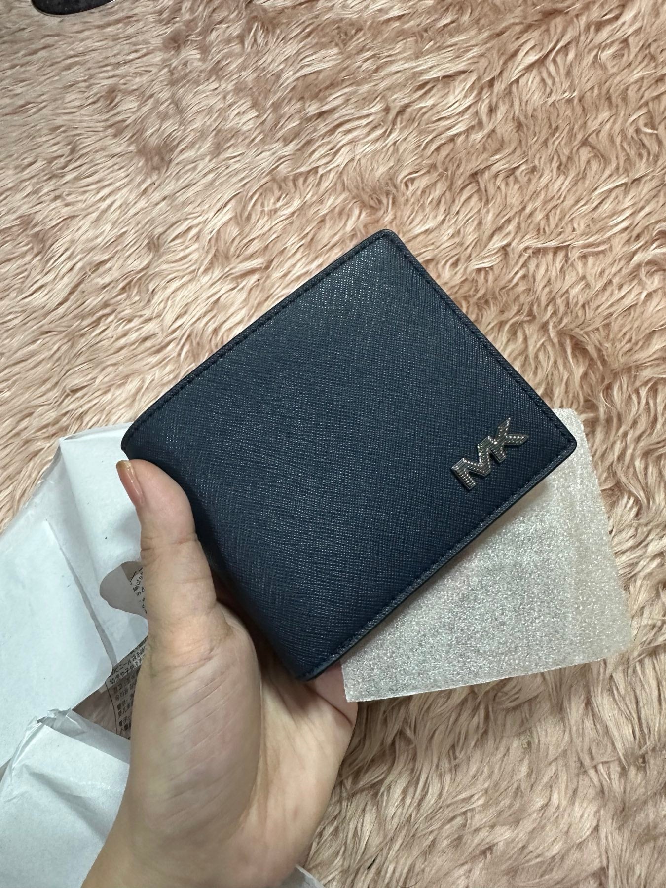 ORIG & IMPORTED MK Rivington Leather Billfold Men's Wallet with Passcase Navy Blue