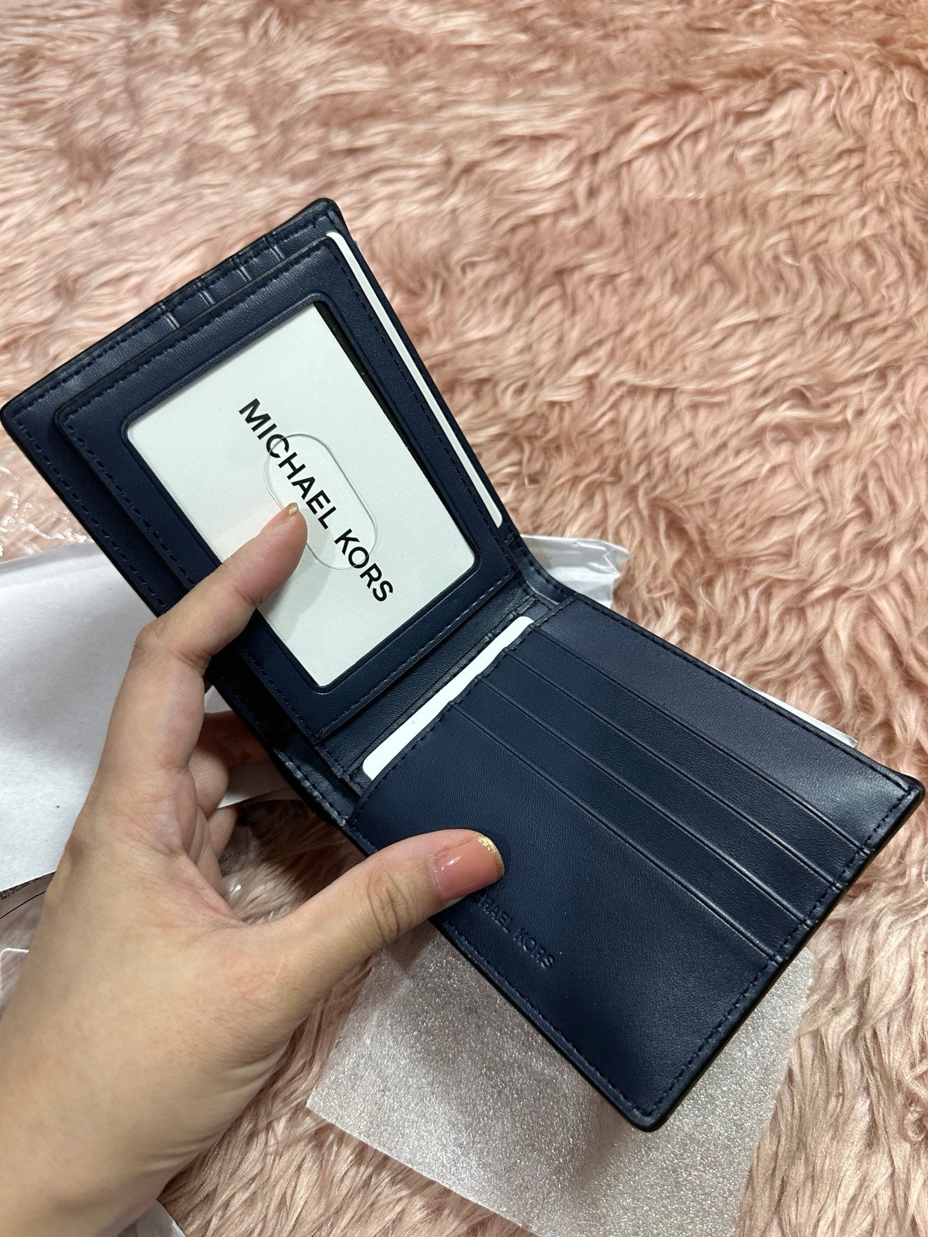 ORIG & IMPORTED MK Rivington Leather Billfold Men's Wallet with Passcase Navy Blue