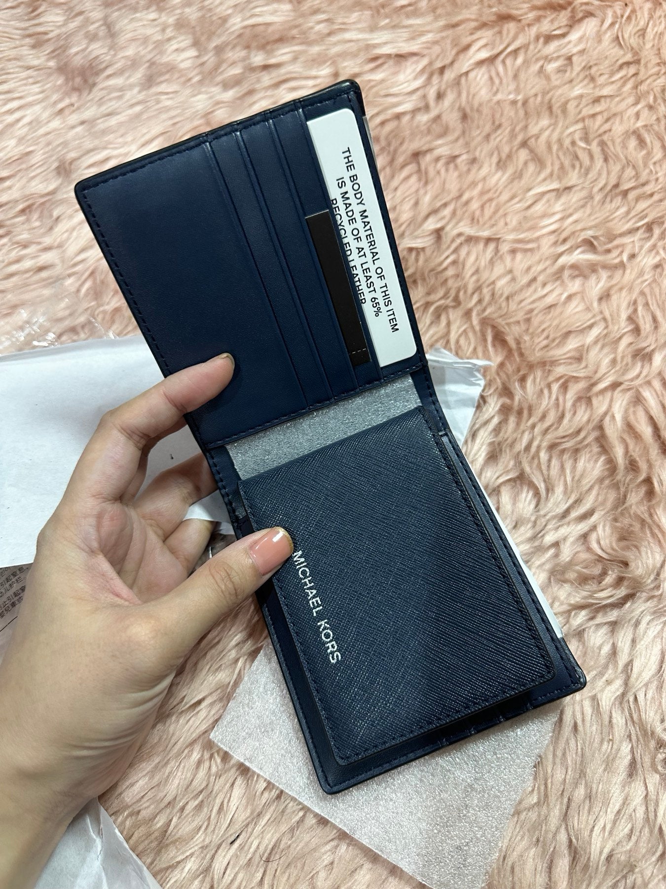 ORIG & IMPORTED MK Rivington Leather Billfold Men's Wallet with Passcase Navy Blue