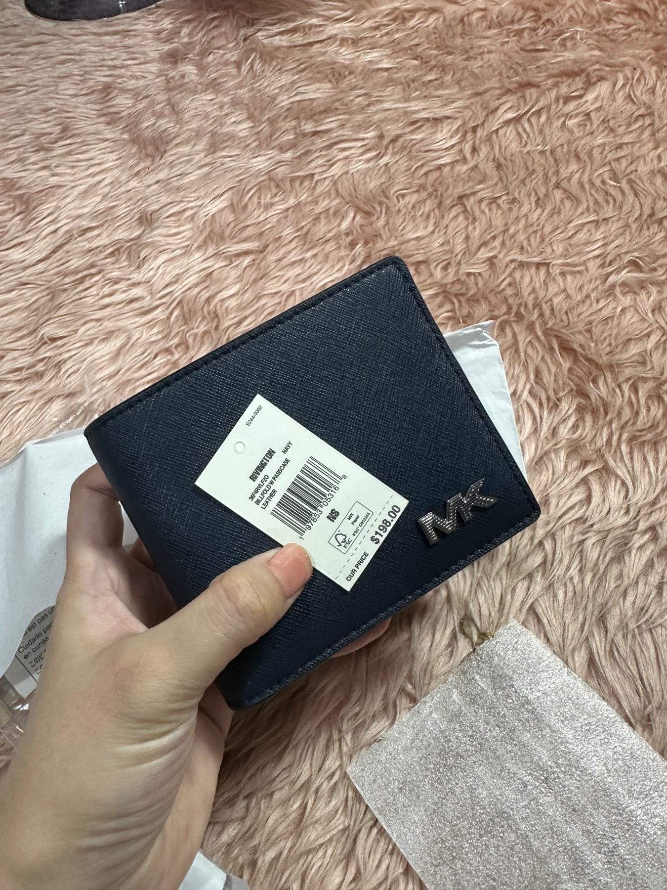 ORIG & IMPORTED MK Rivington Leather Billfold Men's Wallet with Passcase Navy Blue