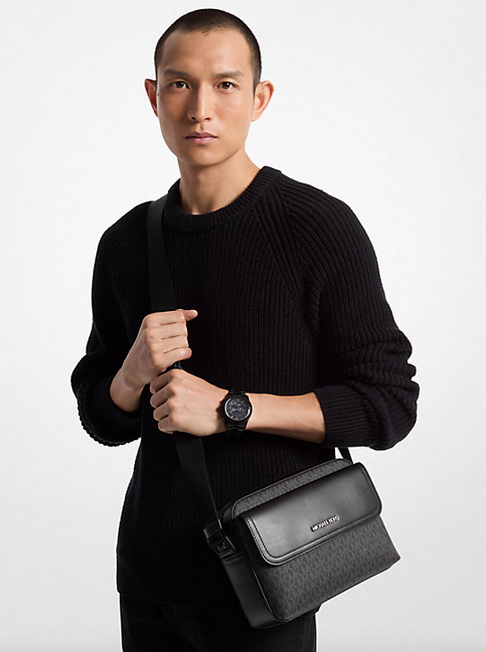 ORIG & IMPORTED MK Cooper Medium Signature Logo Flap Camera Men's Bag Black
