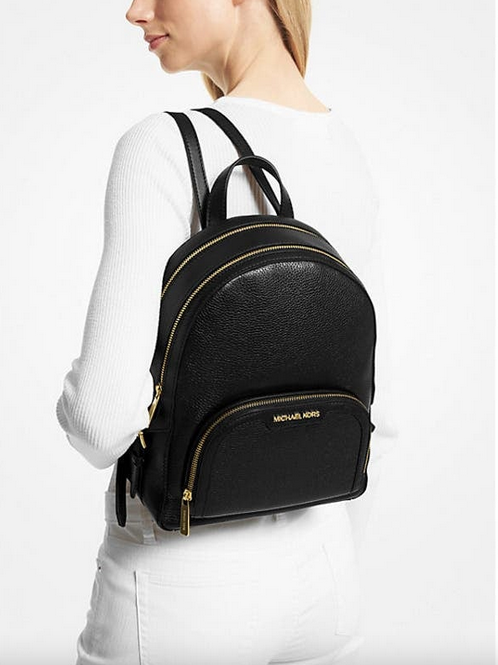 ORIG Preloved MK Jaycee Large Double Zip Backpack Leather Black Bag