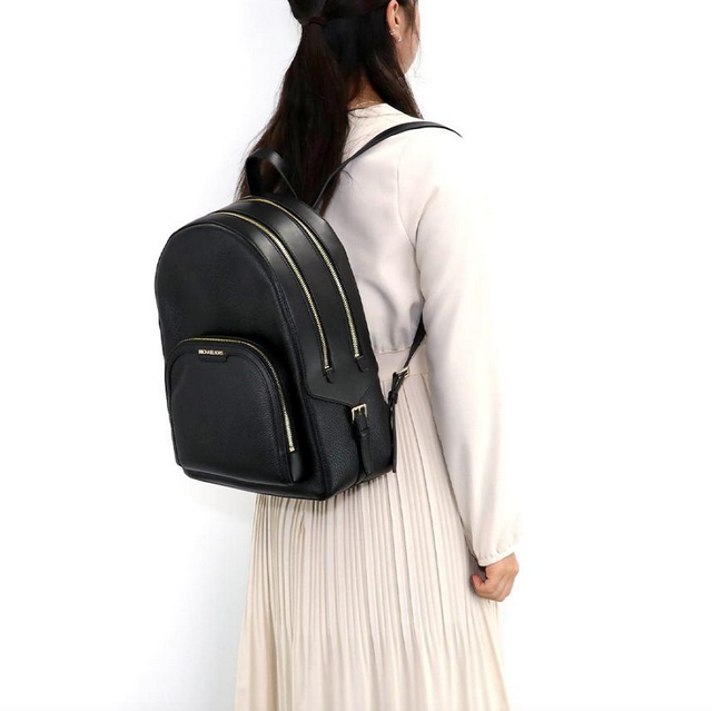 ORIG Preloved MK Jaycee Large Double Zip Backpack Leather Black Bag