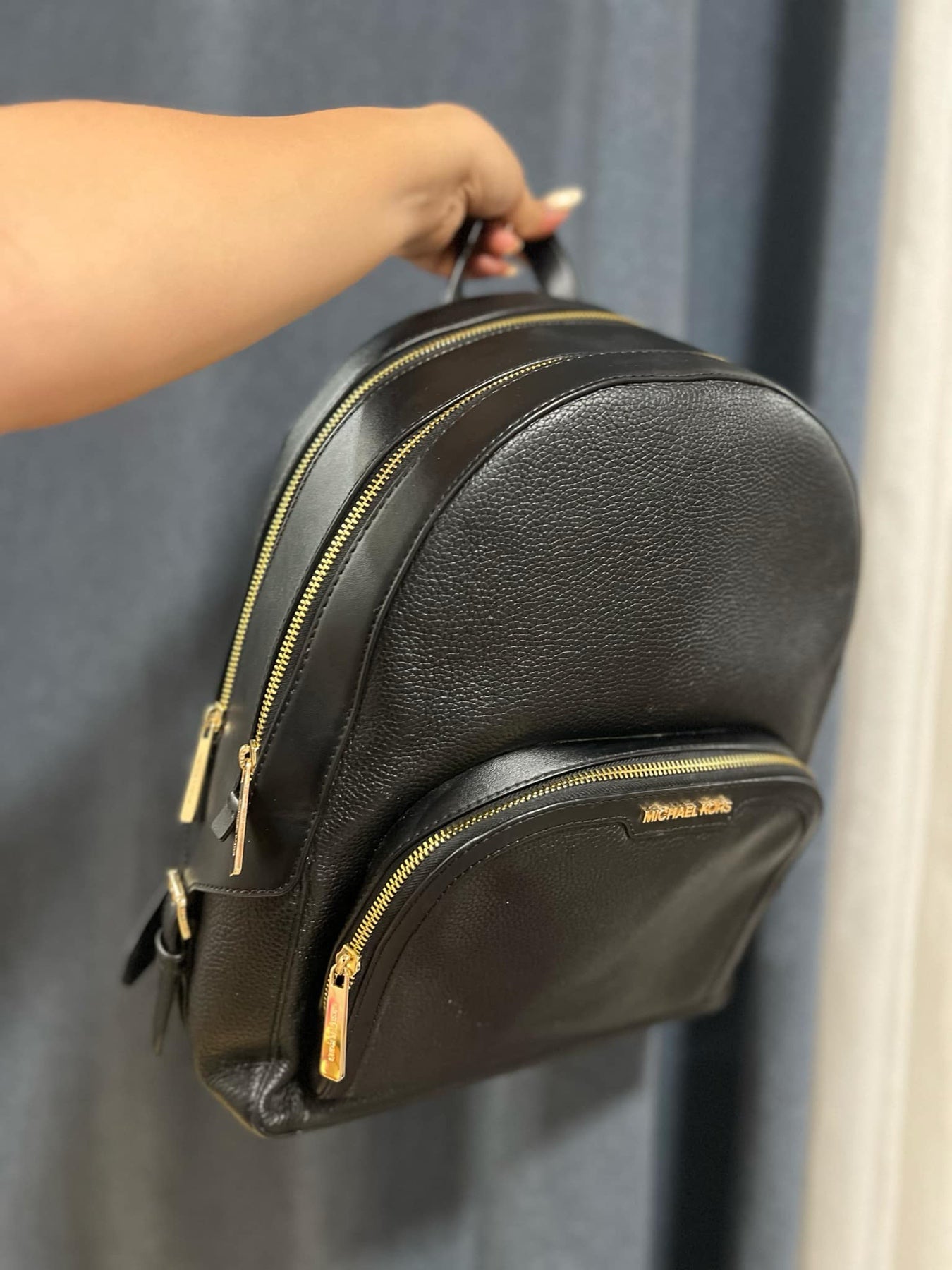 ORIG Preloved MK Jaycee Large Double Zip Backpack Leather Black Bag