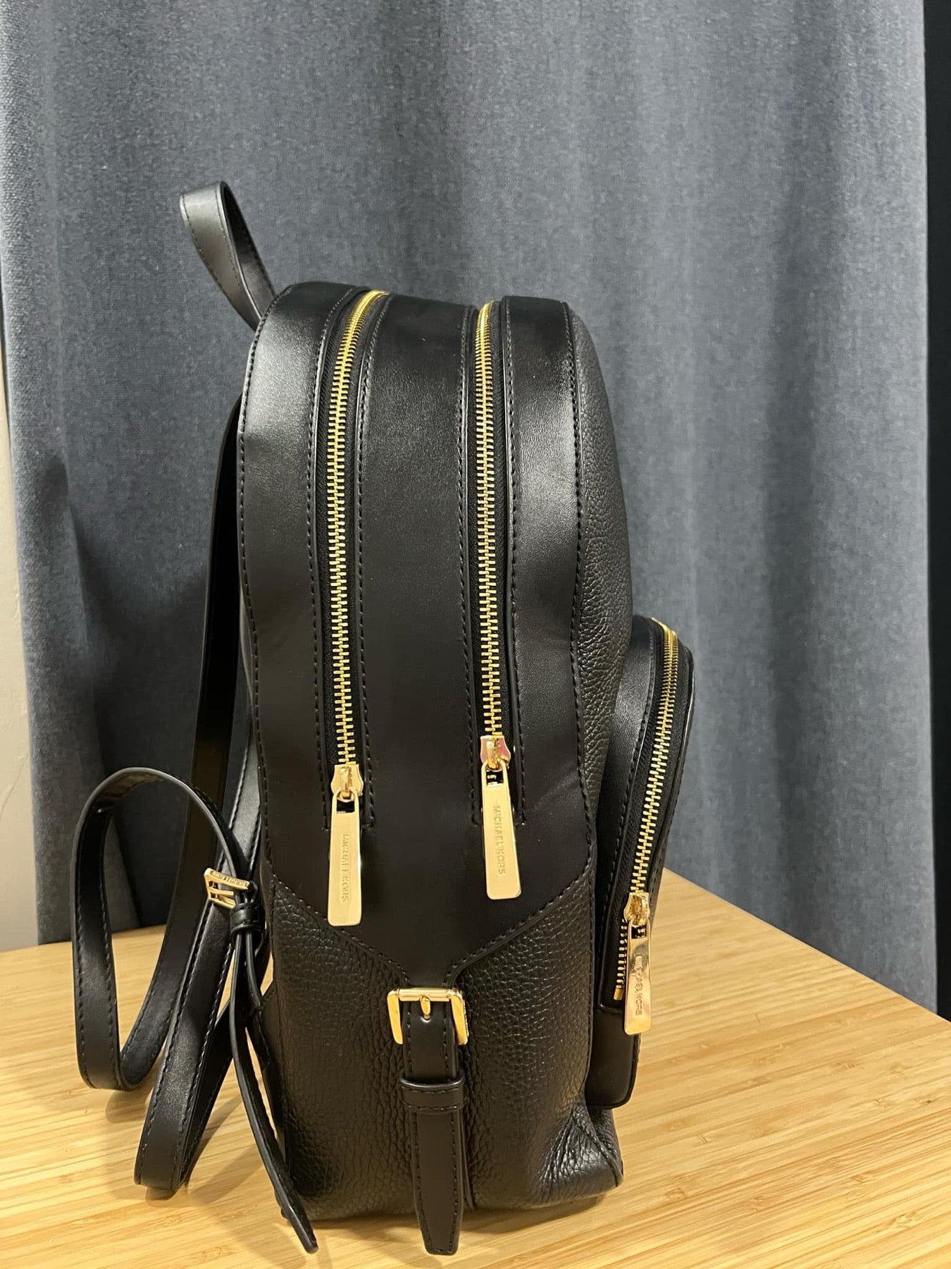 ORIG Preloved MK Jaycee Large Double Zip Backpack Leather Black Bag