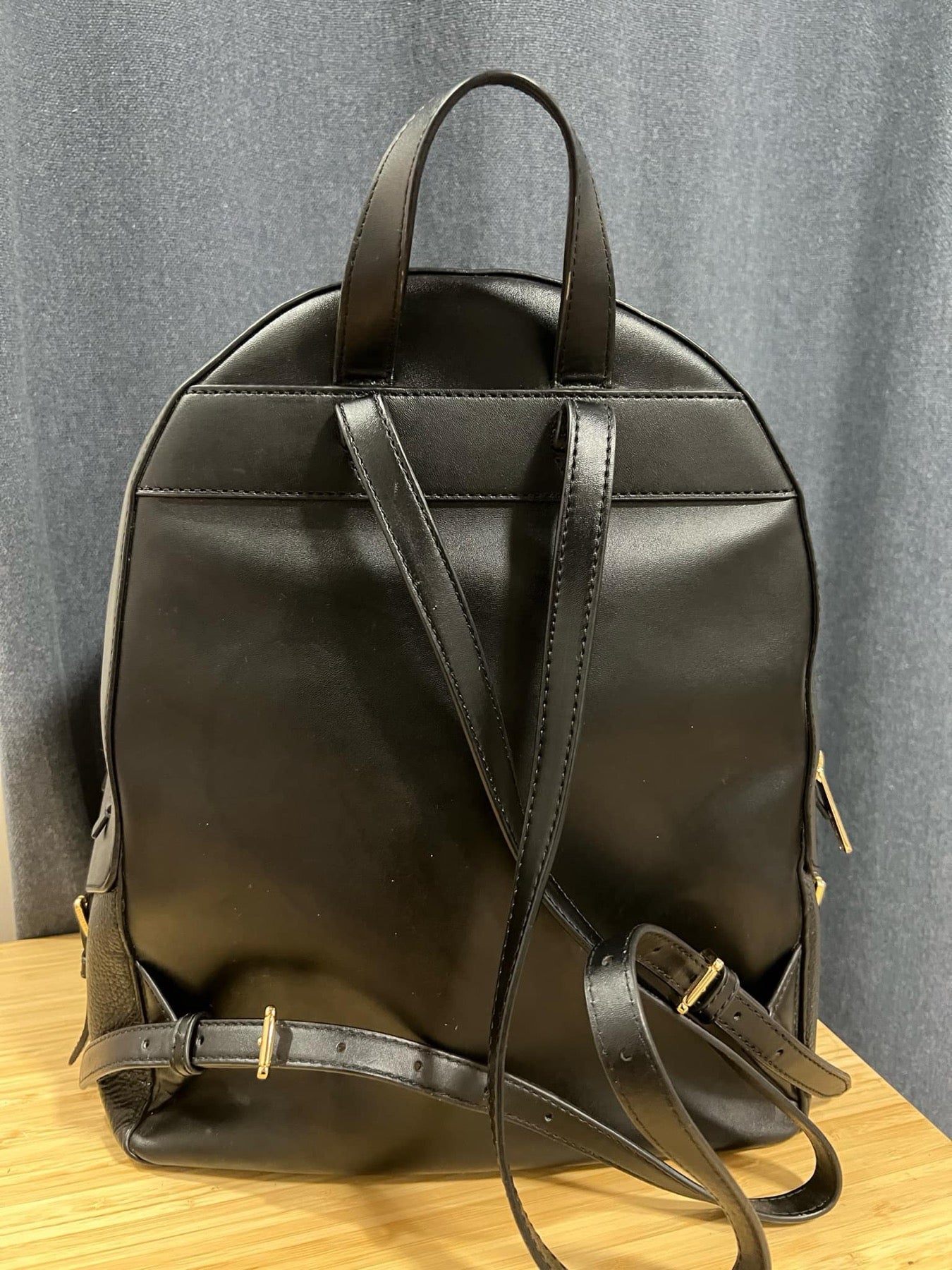 ORIG Preloved MK Jaycee Large Double Zip Backpack Leather Black Bag