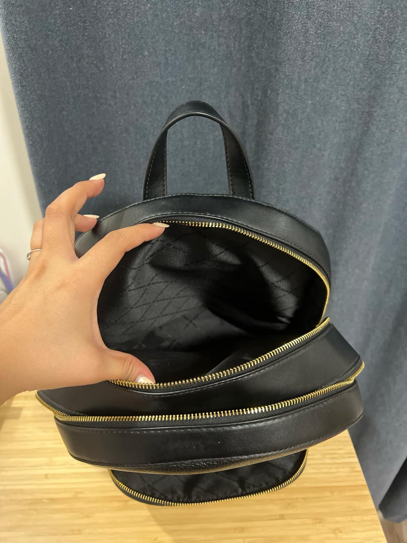 ORIG Preloved MK Jaycee Large Double Zip Backpack Leather Black Bag