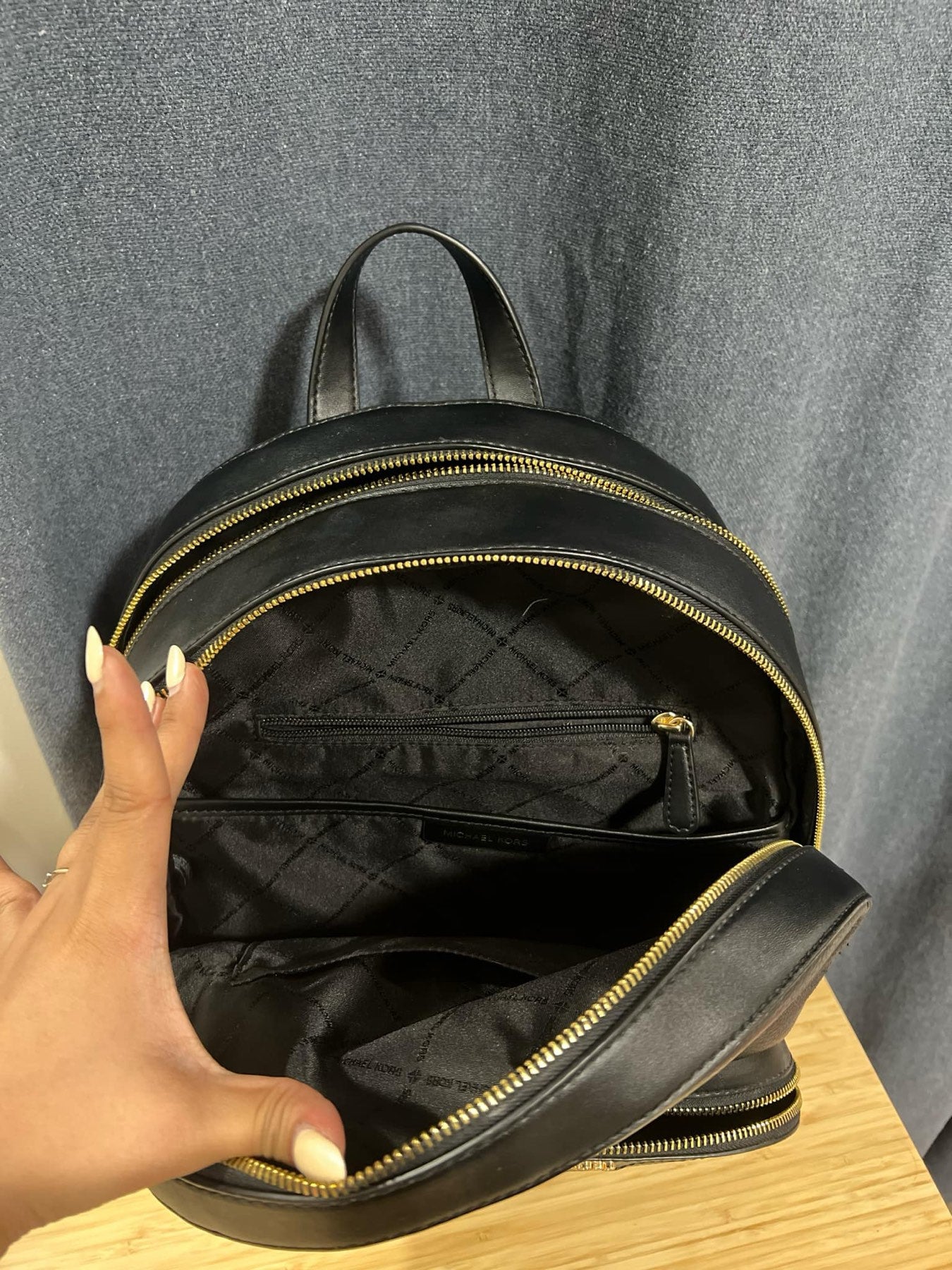 ORIG Preloved MK Jaycee Large Double Zip Backpack Leather Black Bag