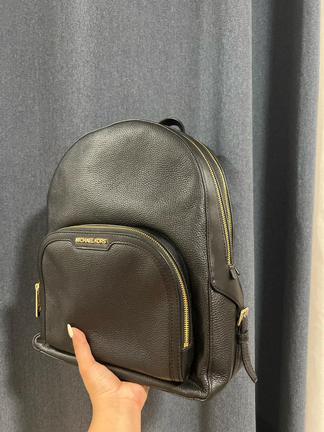 ORIG Preloved MK Jaycee Large Double Zip Backpack Leather Black Bag