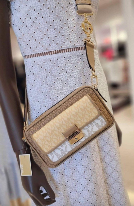 ORIG Preloved MK Bradshaw Medium Logo Camera Bag Brown