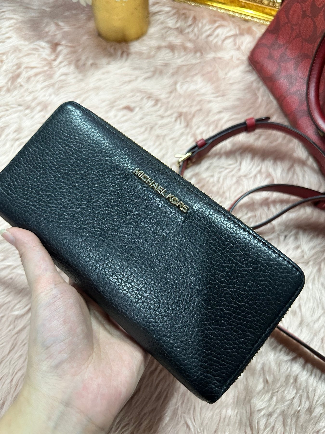 ORIG Preloved MK Leather Continental Long Wallet Wristlet