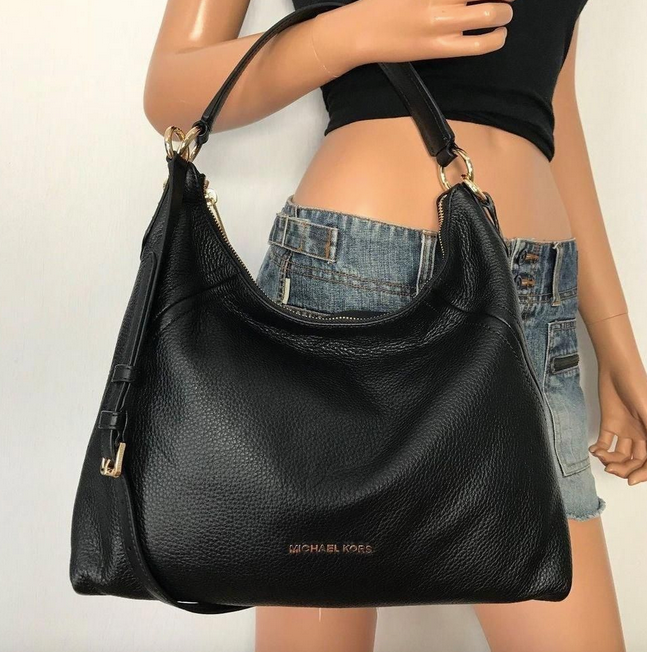 ORIG Preloved MK Sienna Large Logo Shoulder Bag Black