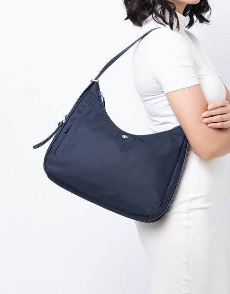 ORIG Preloved KS Jae Medium Shoulder Bag Nylon Navy Blue