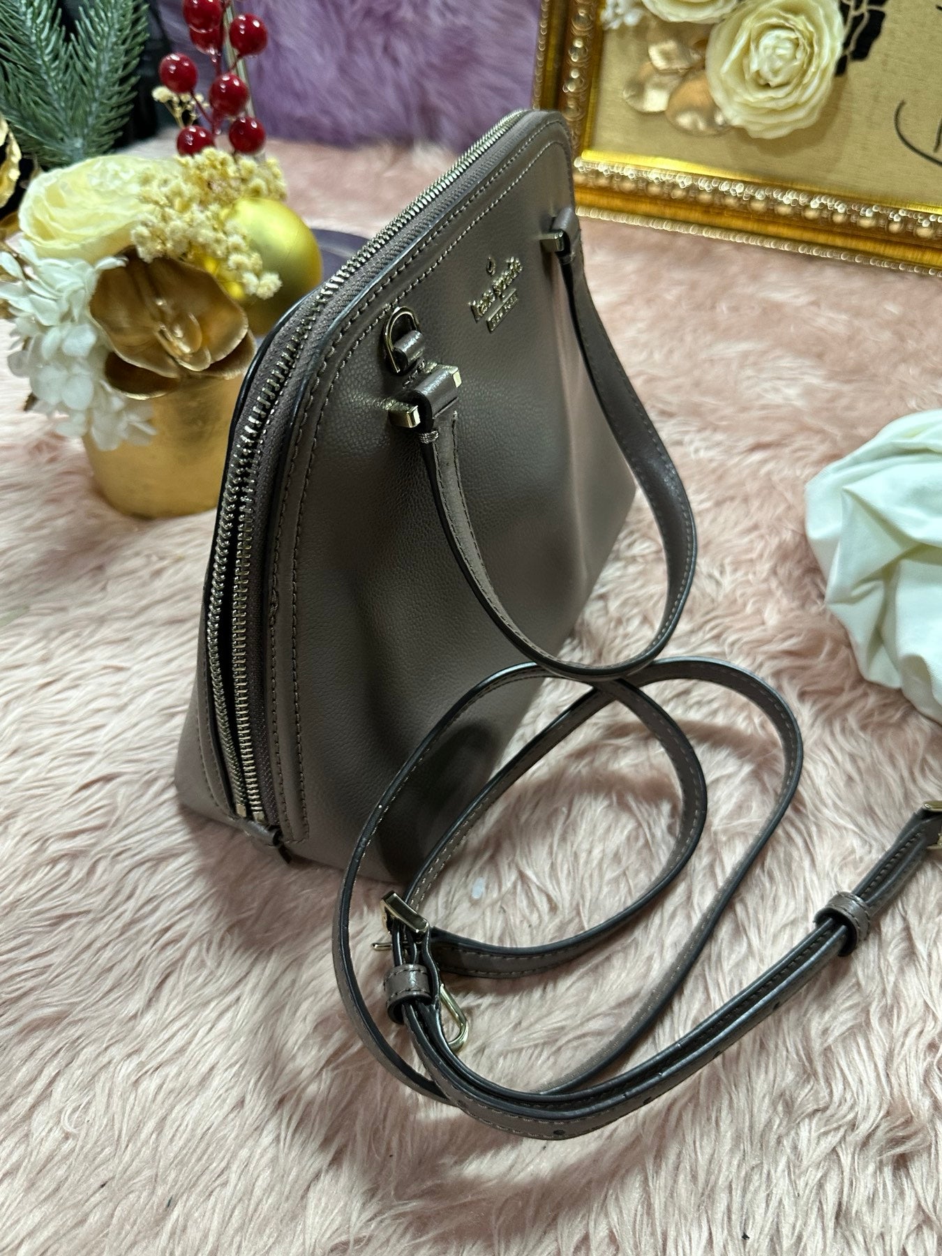 ORIG Preloved KS Patterson Drive Small Dome Satchel Brown Bag