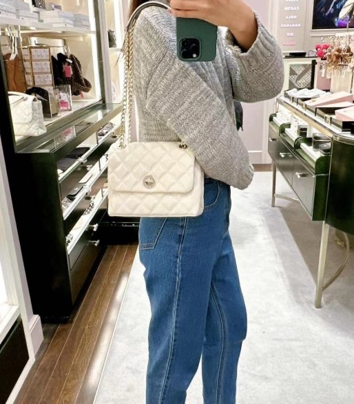 ORIG Preloved KS Natalia Quilted Small Flap Crossbody Bag in Parchment White