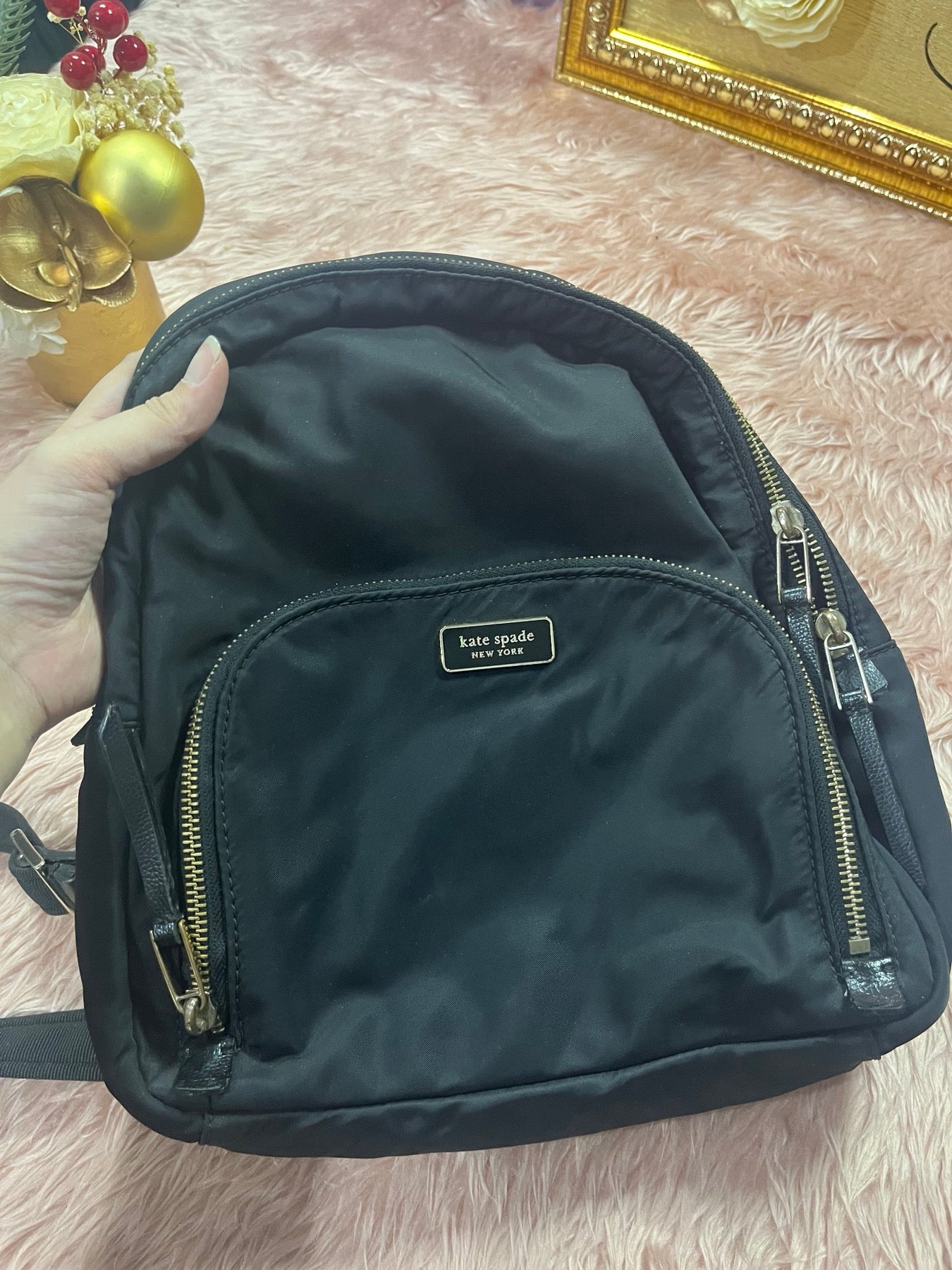 ORIG Preloved KS Dawn Medium Nylon Backpack Black Bag