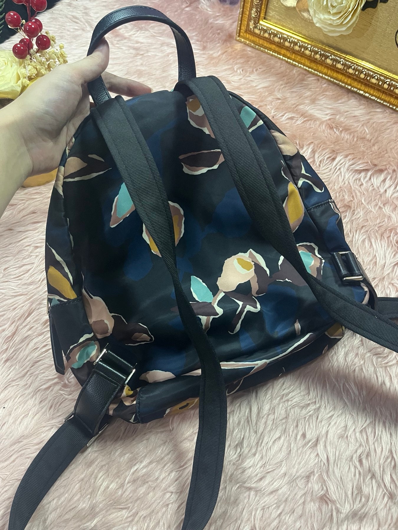 ORIG Preloved KS Dawn Paper Rose Medium Backpack Bag