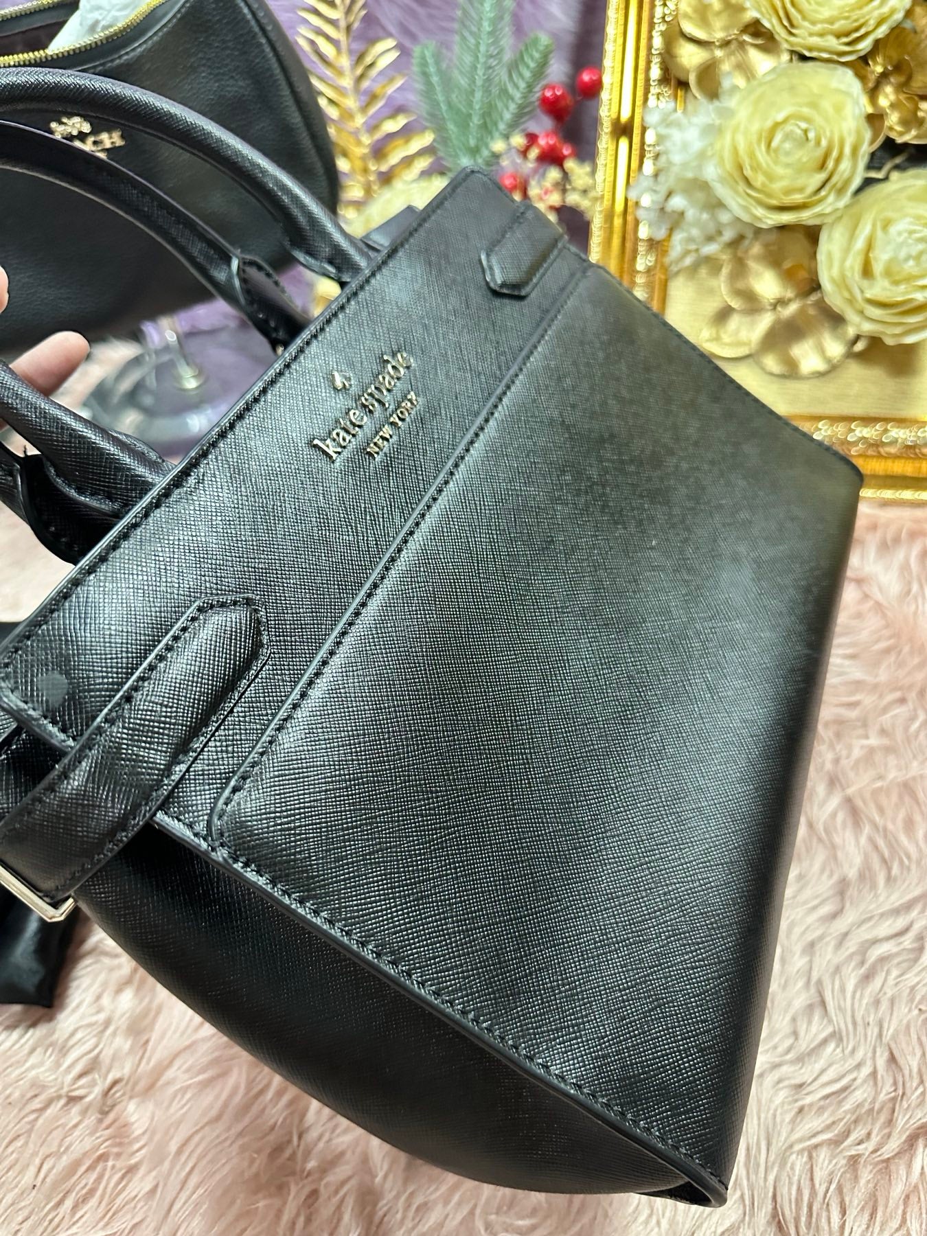 ORIG Preloved KS Staci Medium Satchel Black Bag