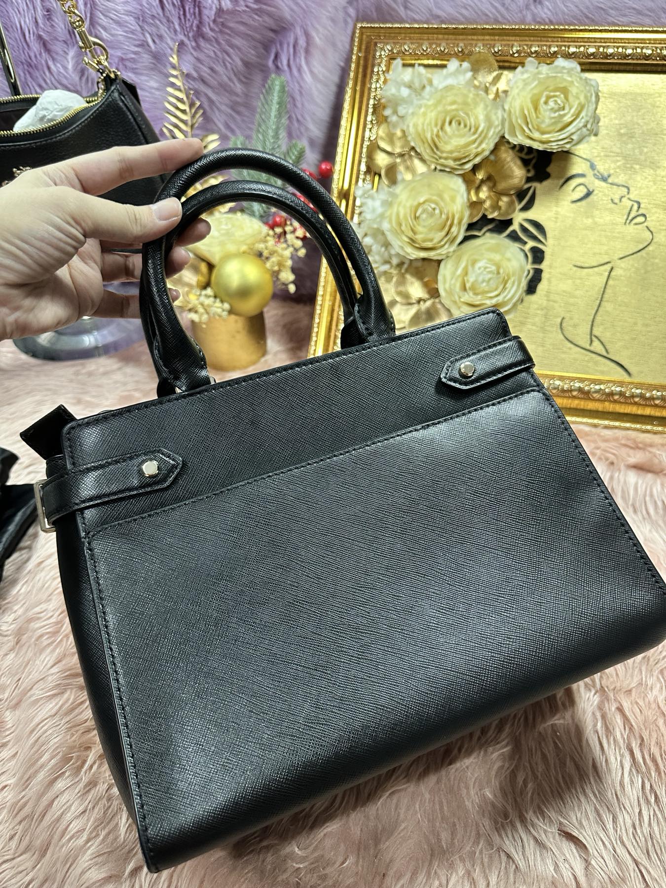 ORIG Preloved KS Staci Medium Satchel Black Bag