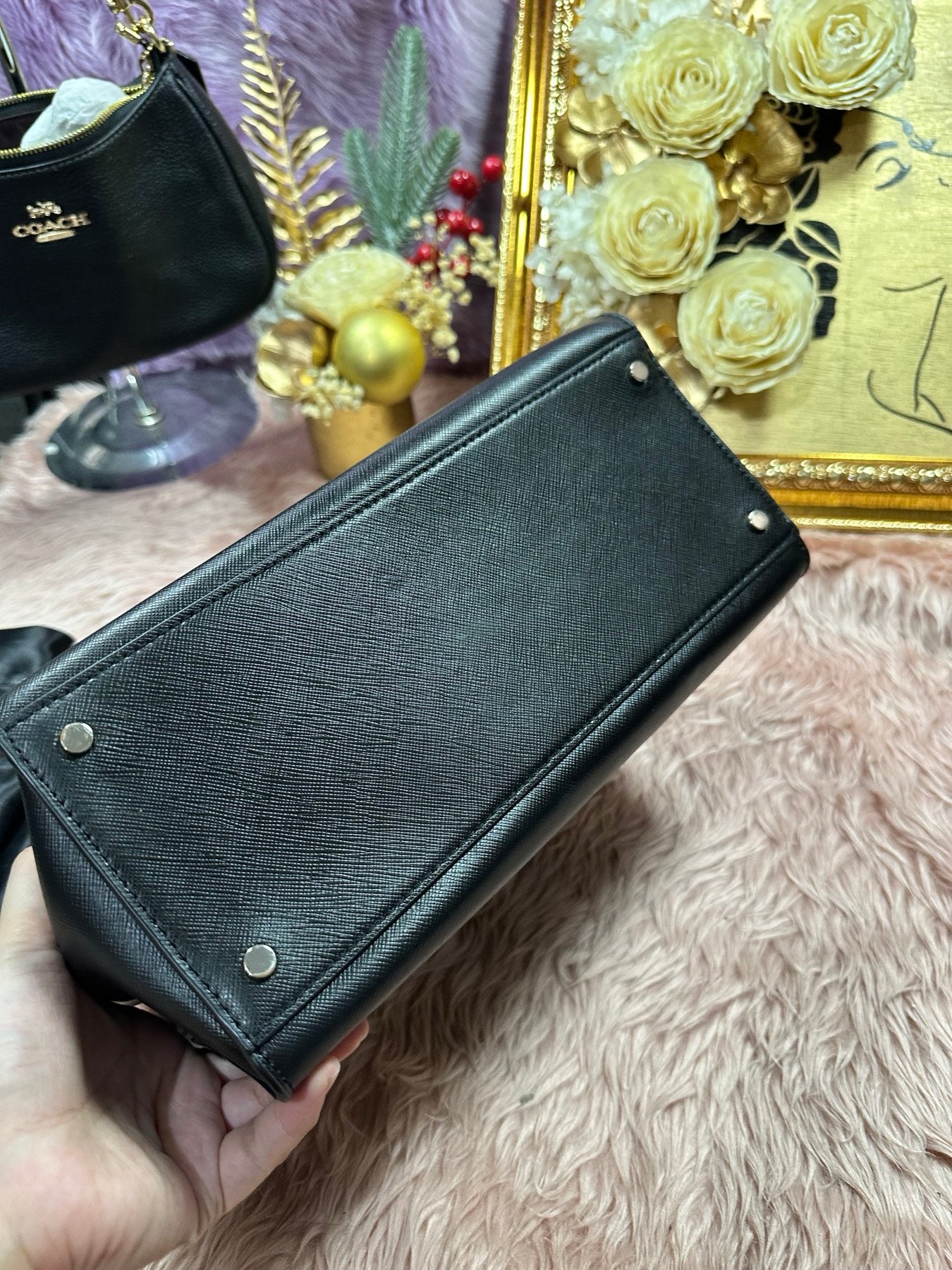 ORIG Preloved KS Staci Medium Satchel Black Bag