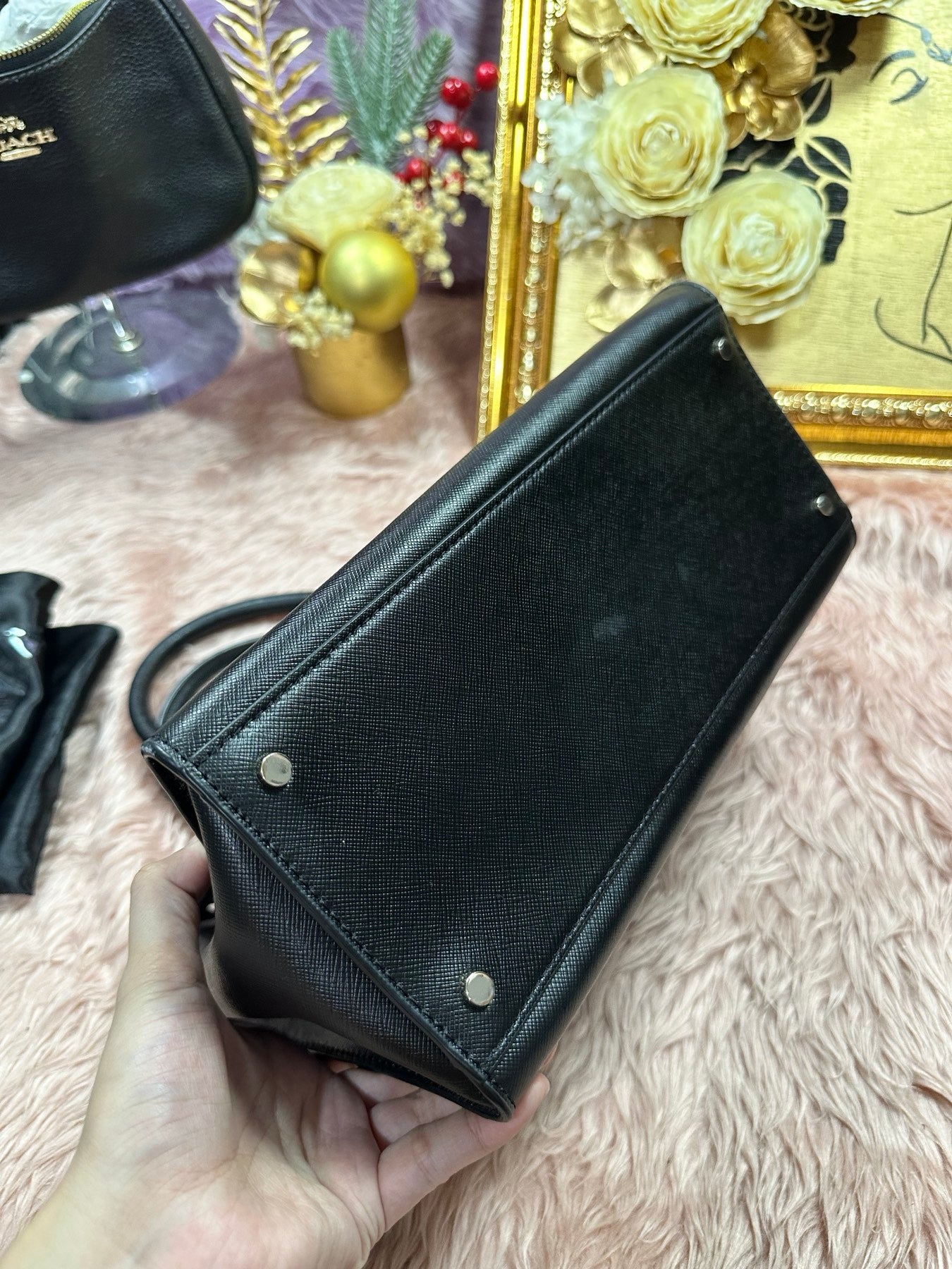 ORIG Preloved KS Staci Medium Satchel Black Bag