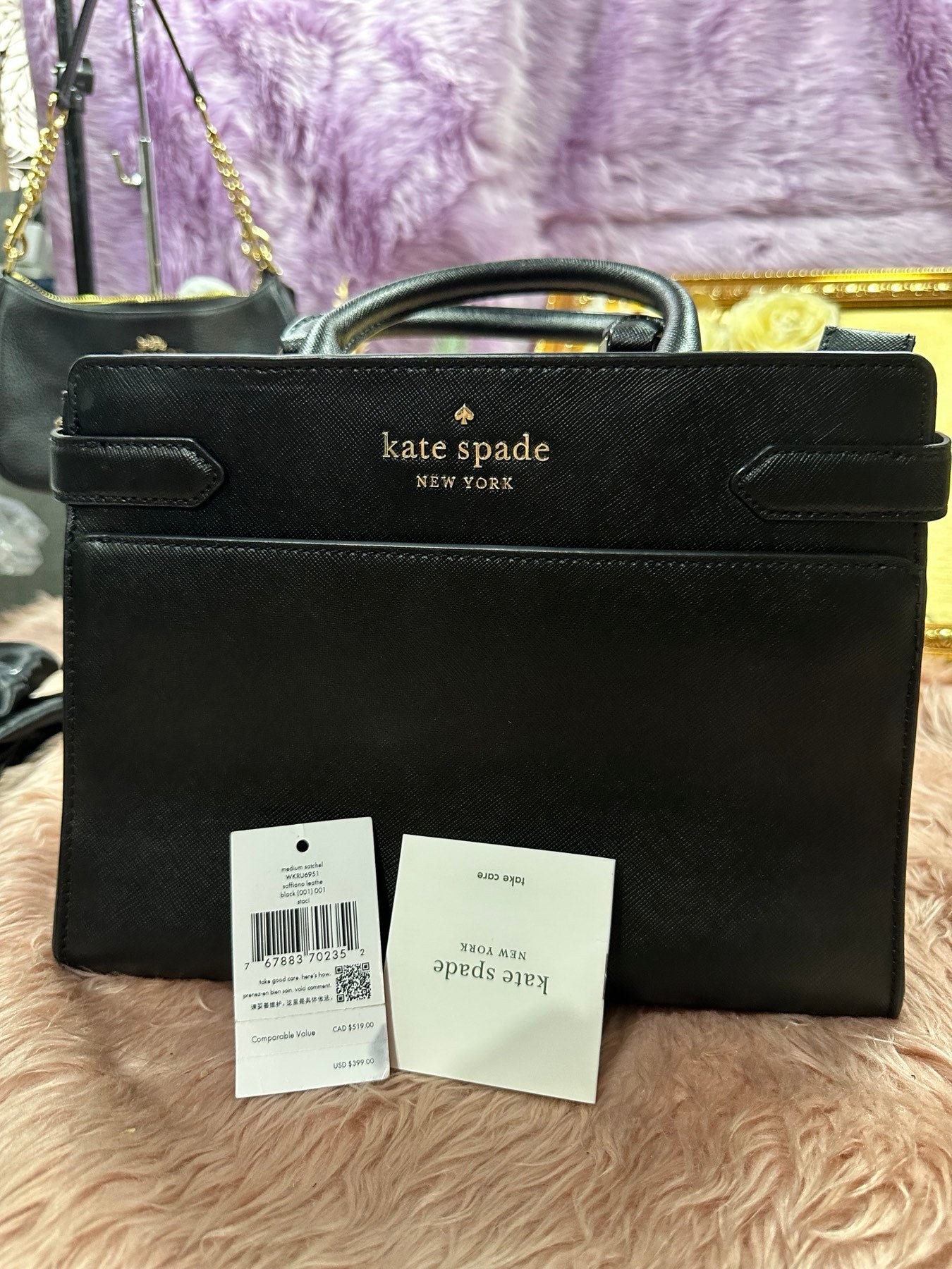 ORIG Preloved KS Staci Medium Satchel Black Bag
