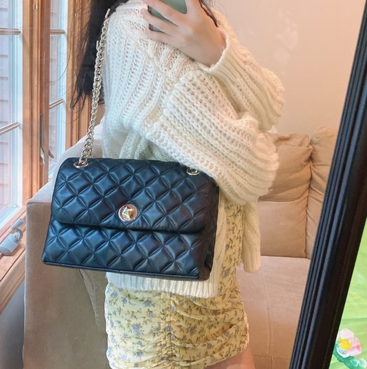 ORIG Preloved KS Natalia Smooth Quilted Medium Flap Black Bag