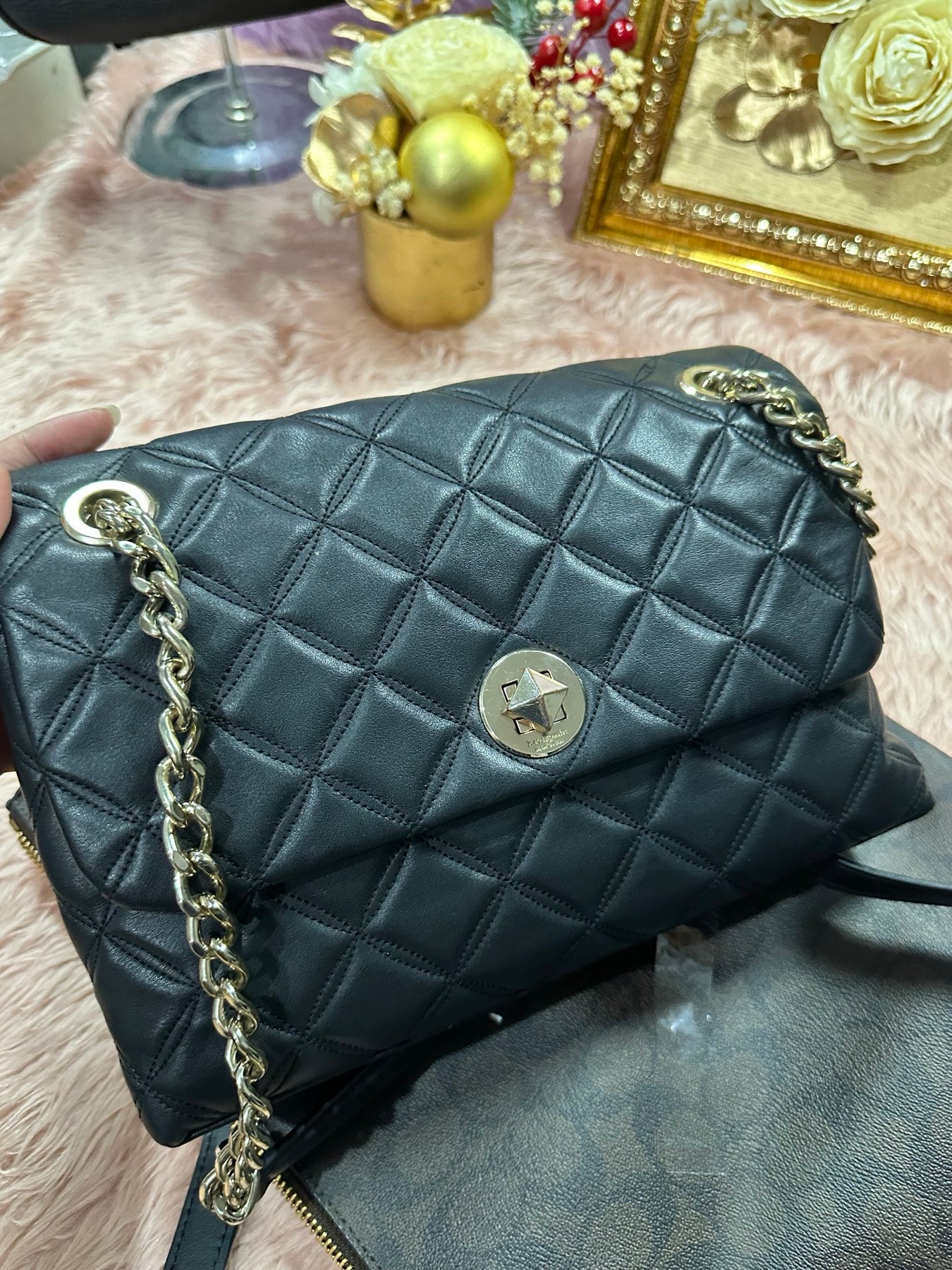 ORIG Preloved KS Natalia Smooth Quilted Medium Flap Black Bag