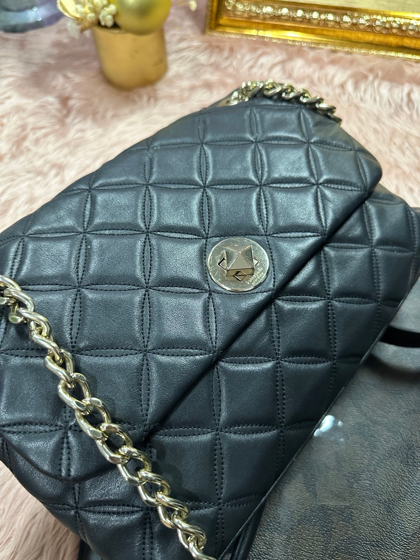 ORIG Preloved KS Natalia Smooth Quilted Medium Flap Black Bag