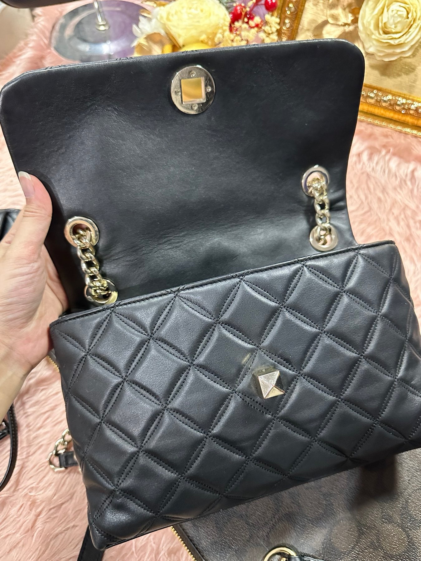 ORIG Preloved KS Natalia Smooth Quilted Medium Flap Black Bag