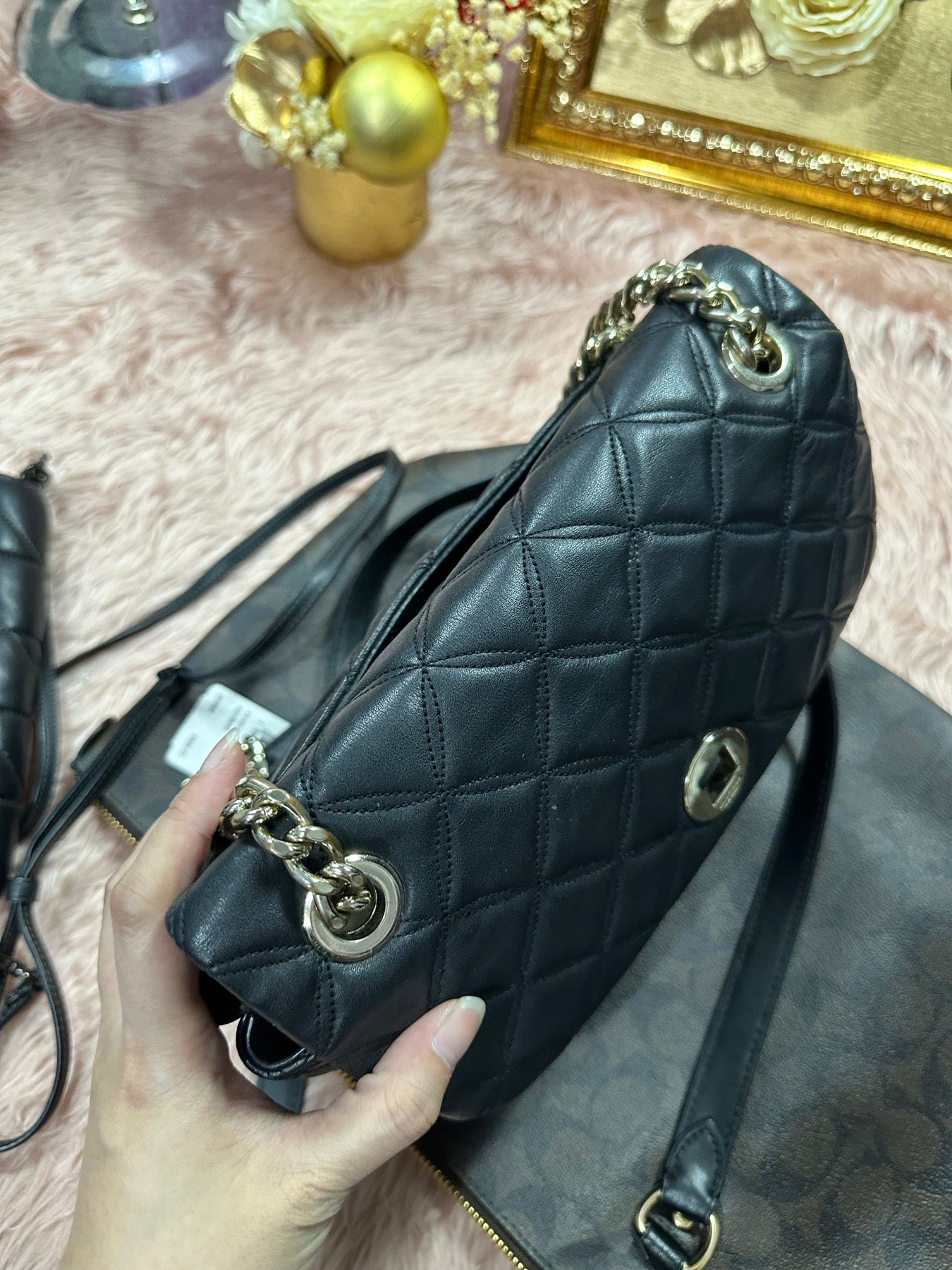 ORIG Preloved KS Natalia Smooth Quilted Medium Flap Black Bag