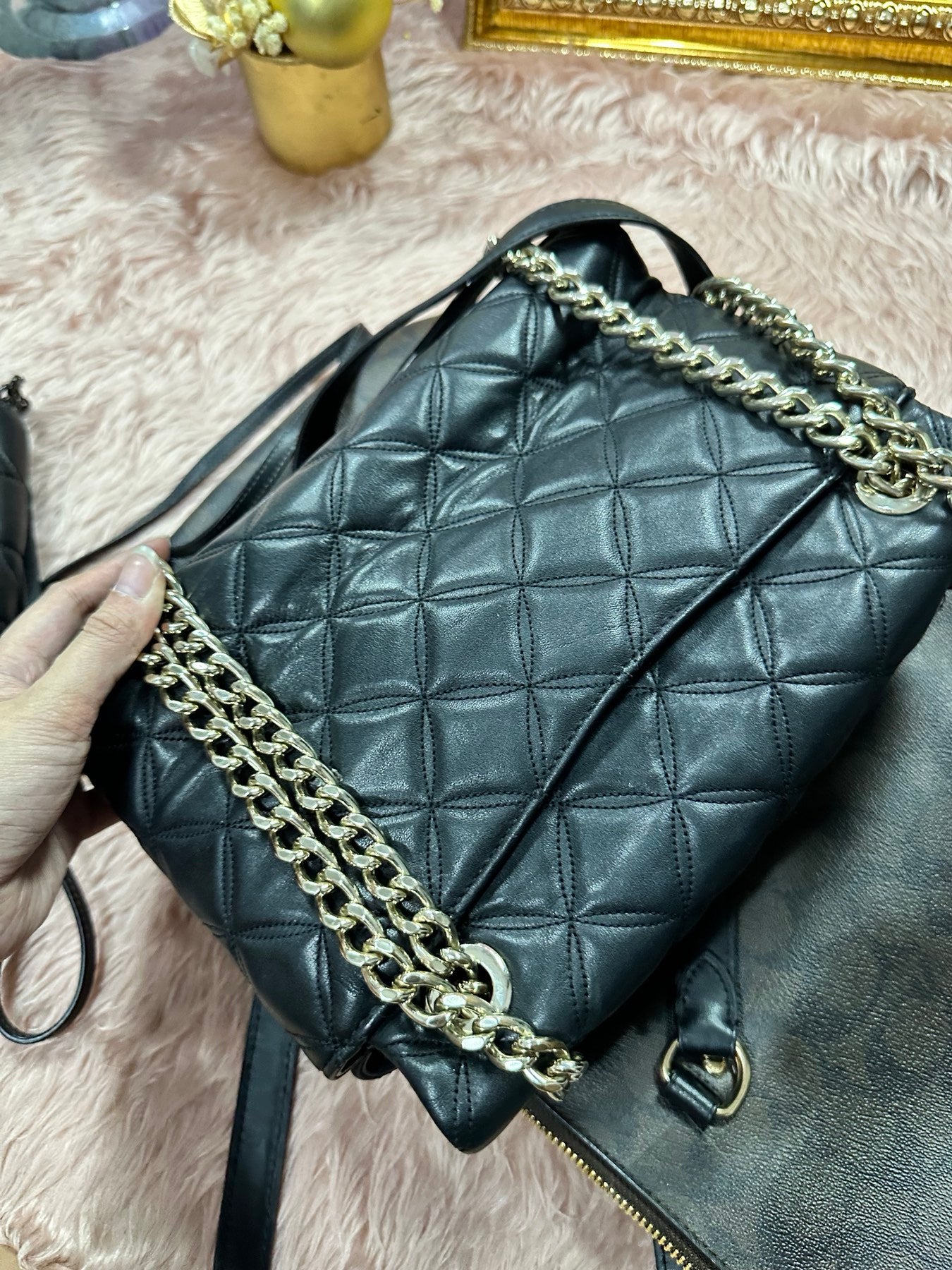 ORIG Preloved KS Natalia Smooth Quilted Medium Flap Black Bag