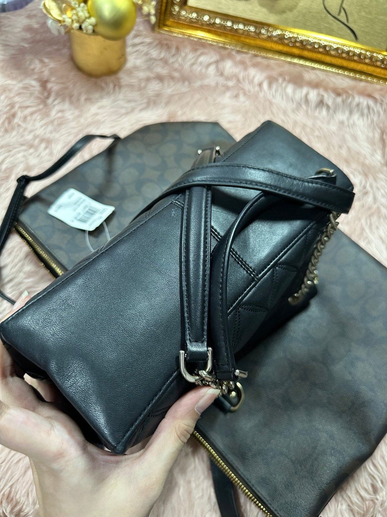 ORIG Preloved KS Natalia Smooth Quilted Medium Flap Black Bag
