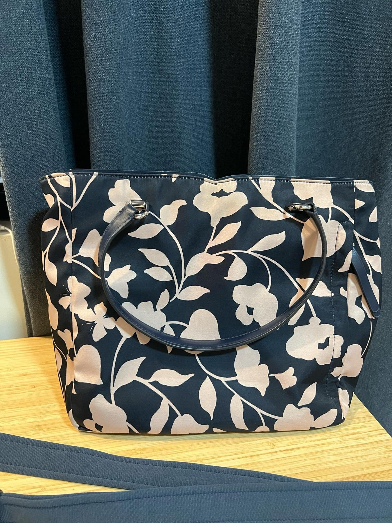 ORIG Preloved KS Jae Garden Floral Vine Medium Satchel Nylon Bag