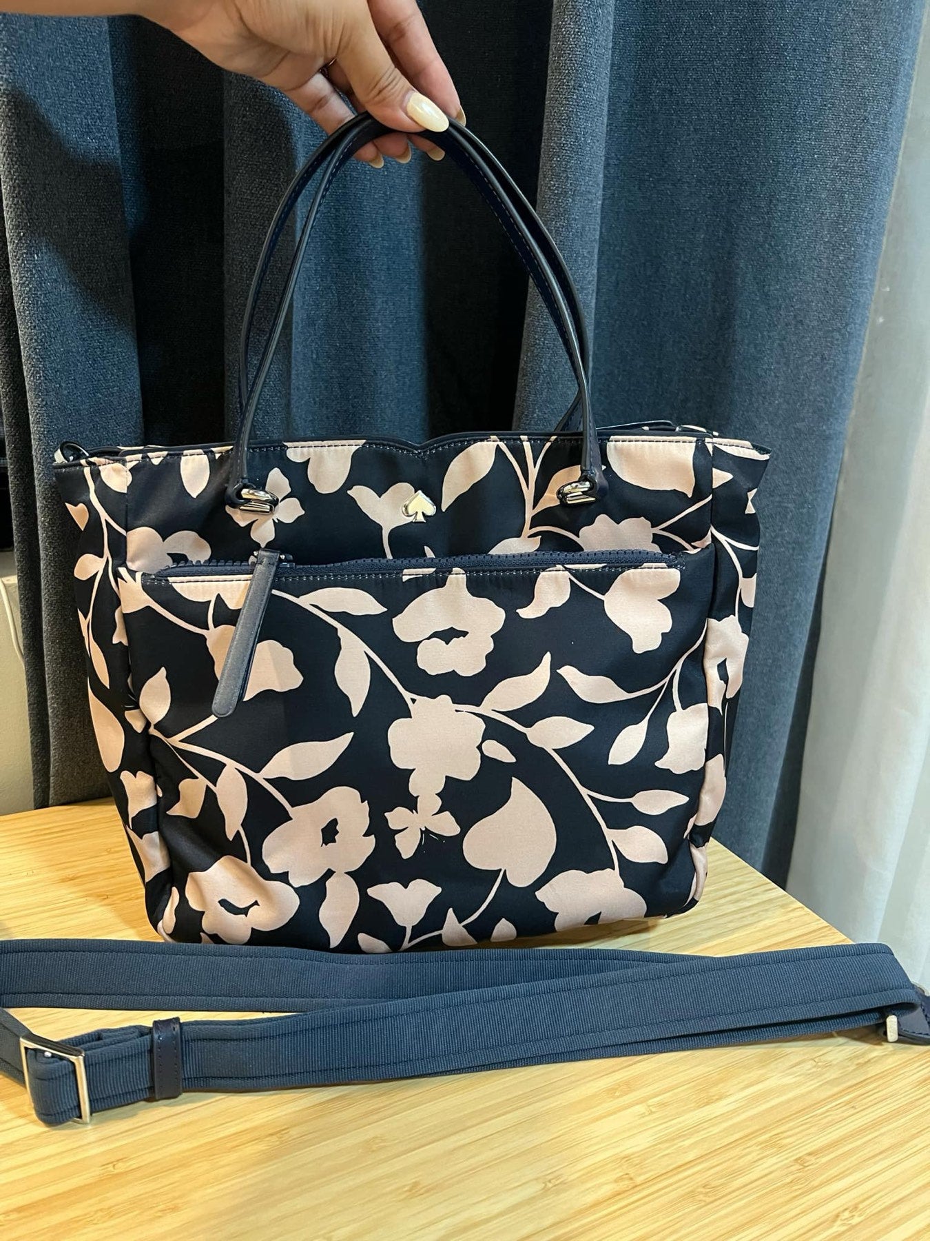 ORIG Preloved KS Jae Garden Floral Vine Medium Satchel Nylon Bag