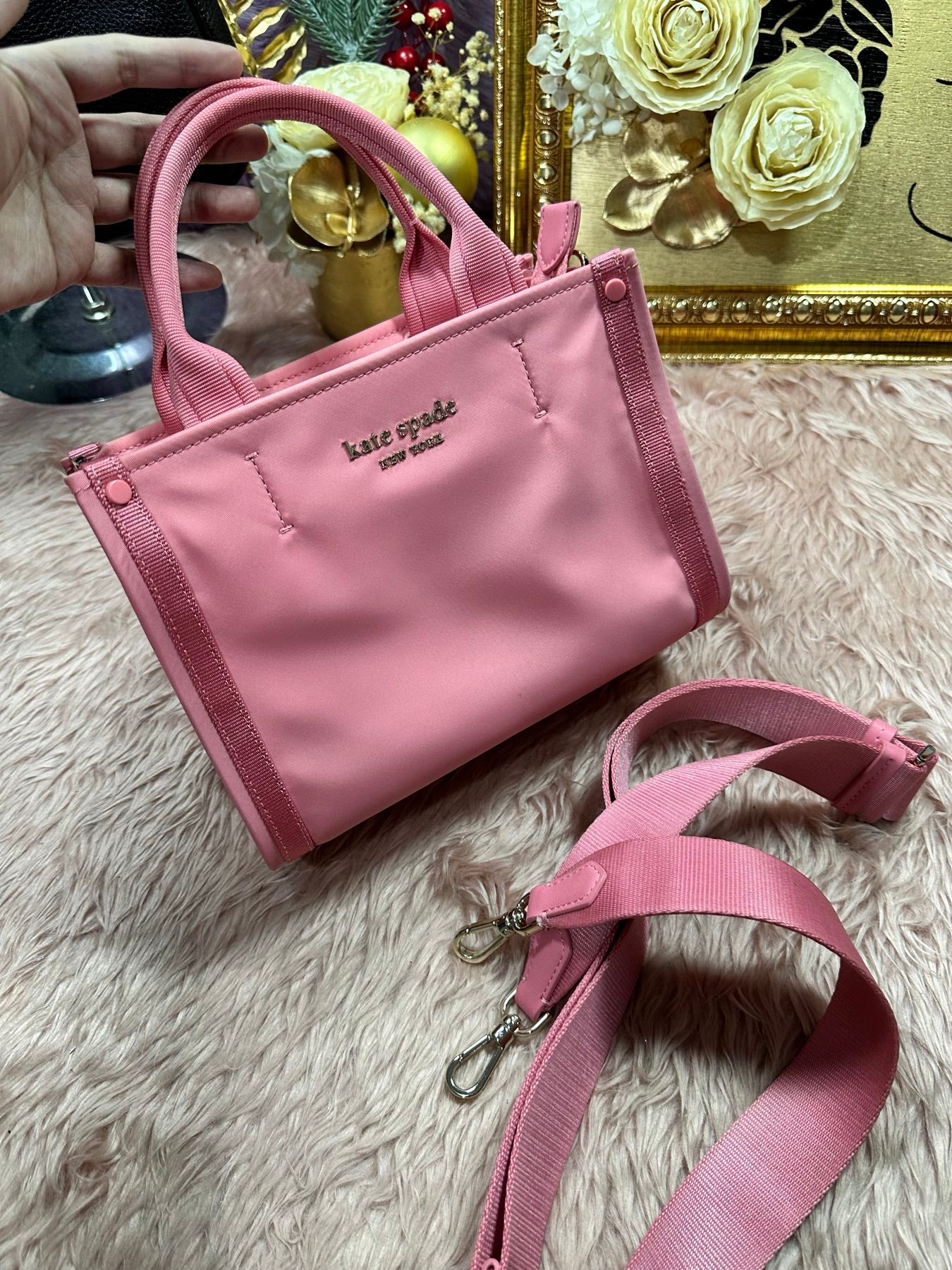 ORIG Preloved KS The Little Better Sam Nylon Mini Tote Pink Bag