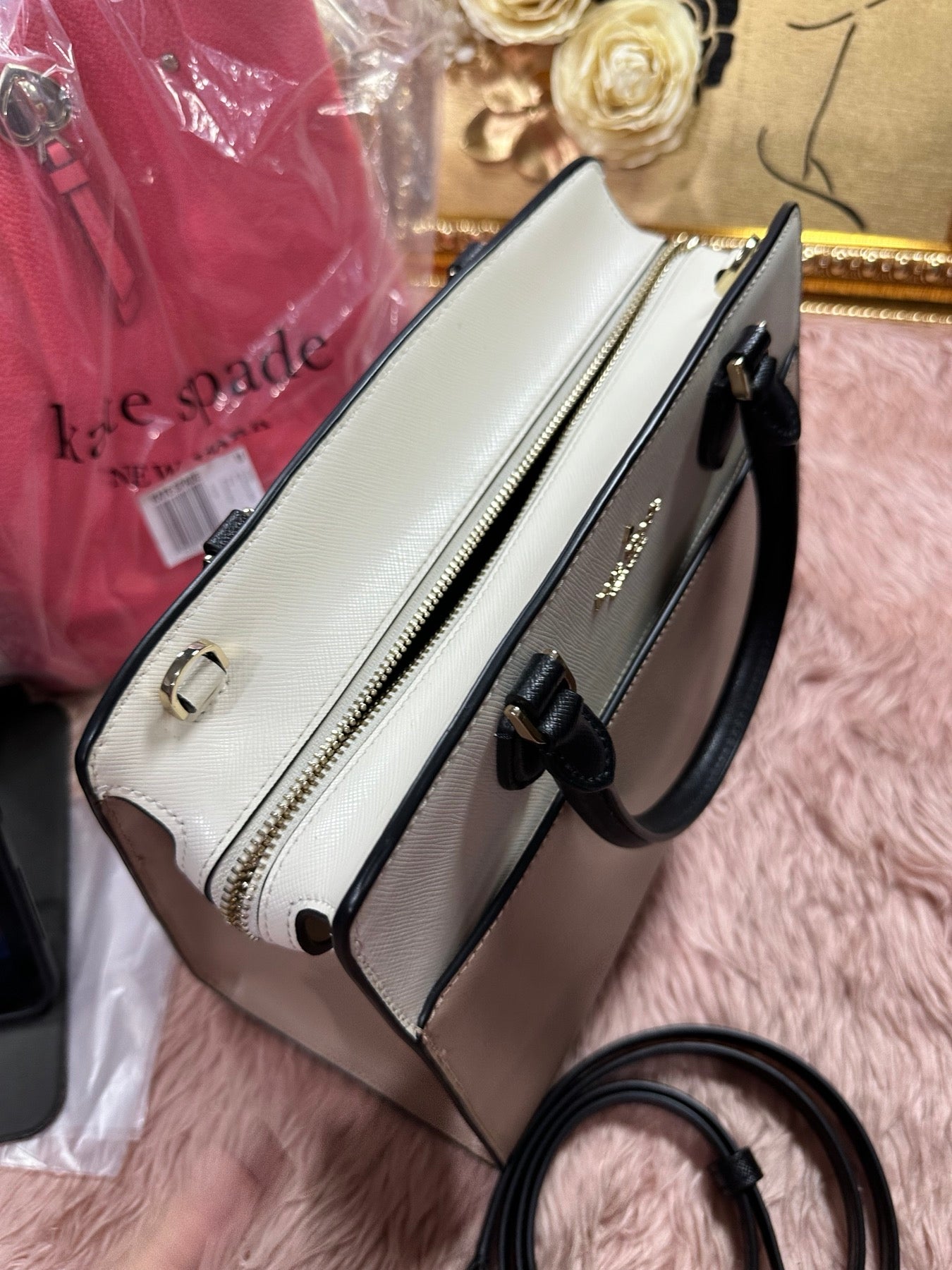 ORIG Preloved KS Madison Small Satchel Beige Bag