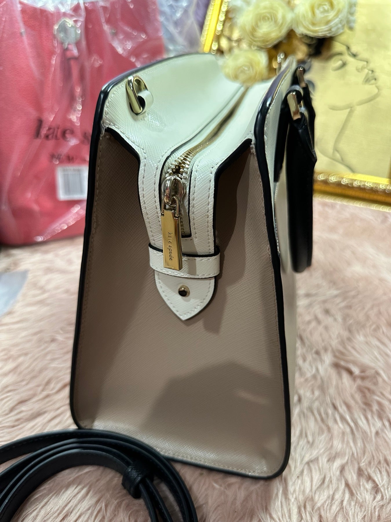 ORIG Preloved KS Madison Small Satchel Beige Bag