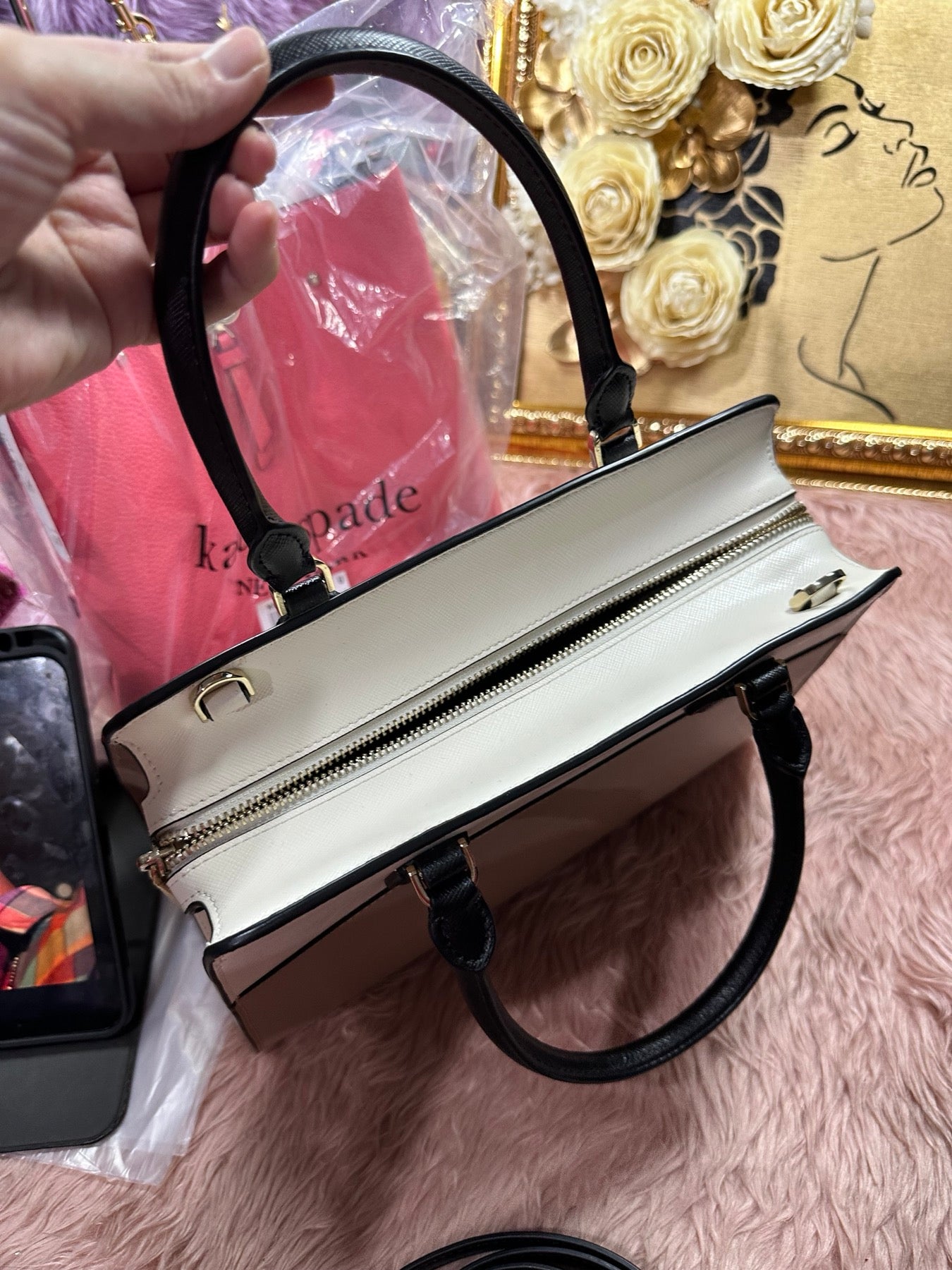 ORIG Preloved KS Madison Small Satchel Beige Bag