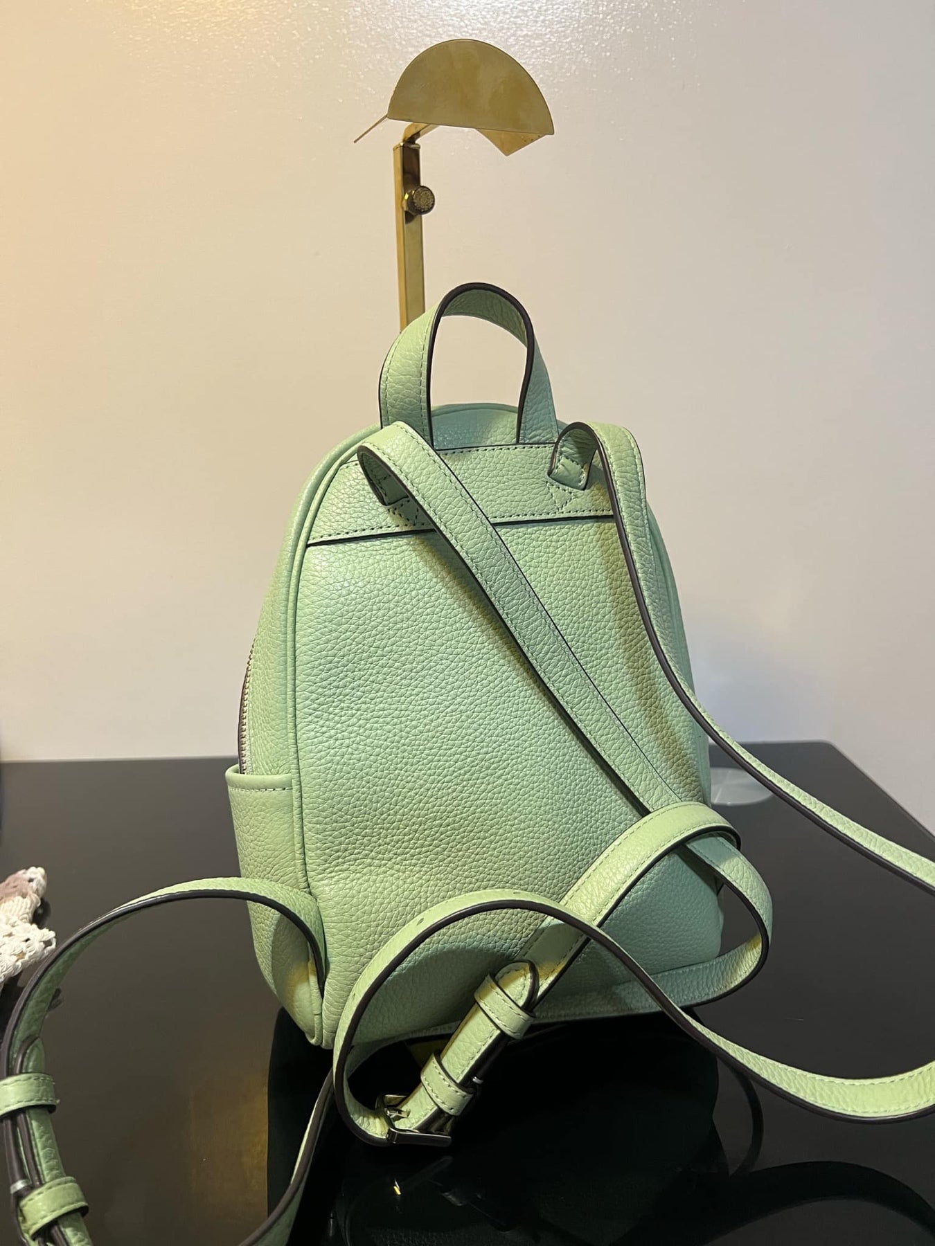 ORIG Preloved KS Leila Pebbled Leather Mini Dome Backpack Sage Bag