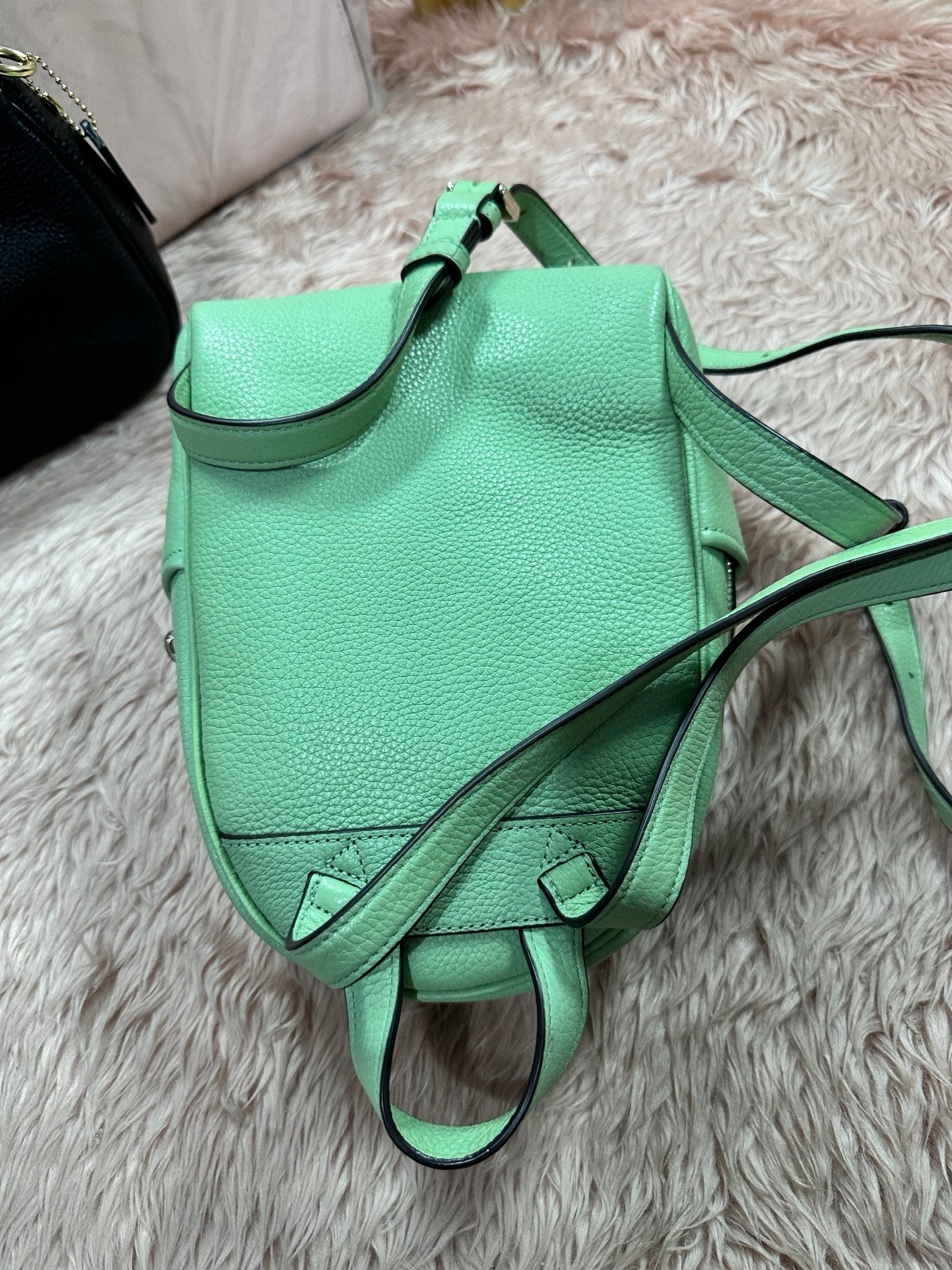 ORIG Preloved KS Leila Pebbled Leather Mini Dome Backpack Sage Bag