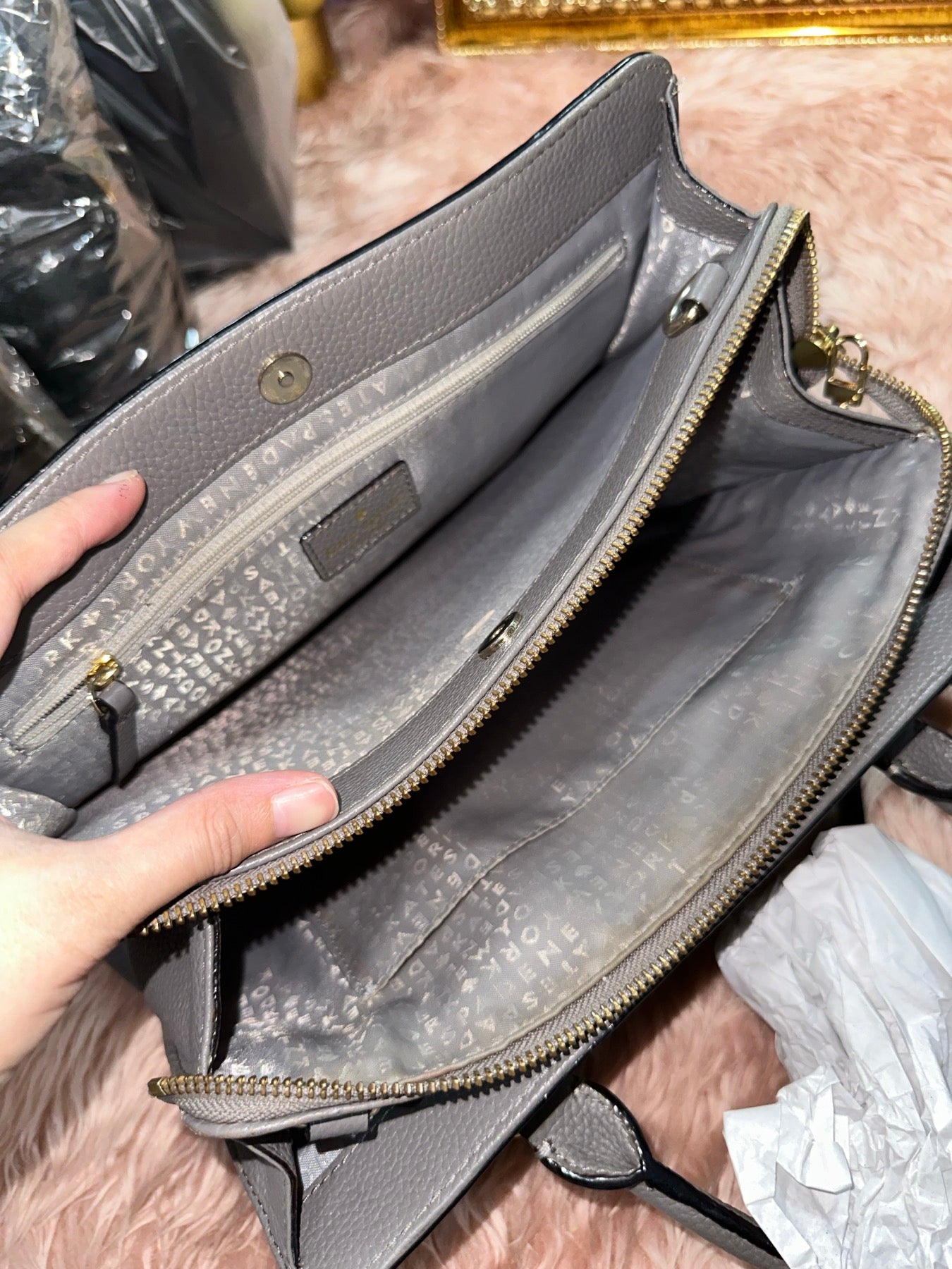 ORIG Preloved KS Mulberry Street Lise Satchel Grey Bag