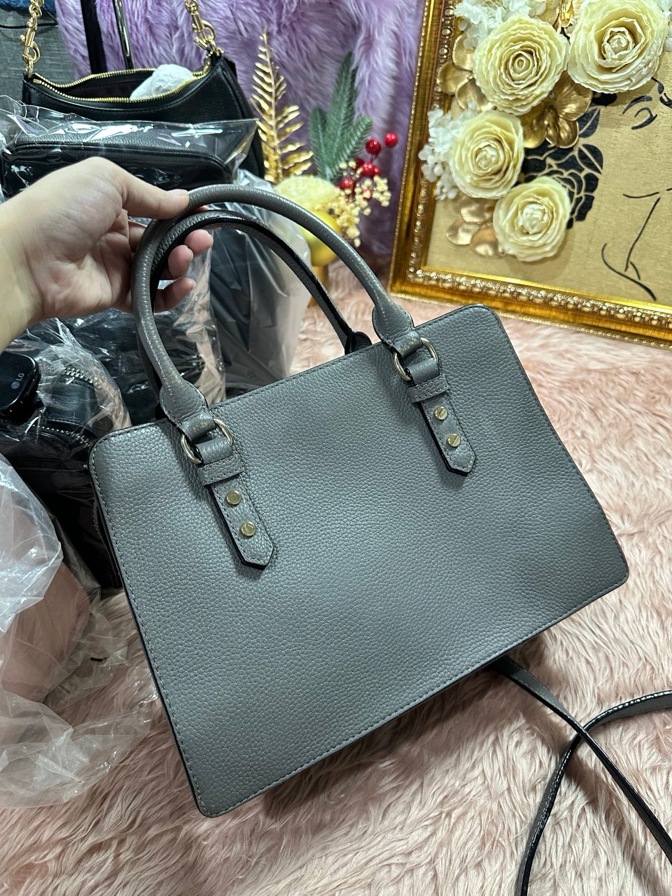 ORIG Preloved KS Mulberry Street Lise Satchel Grey Bag
