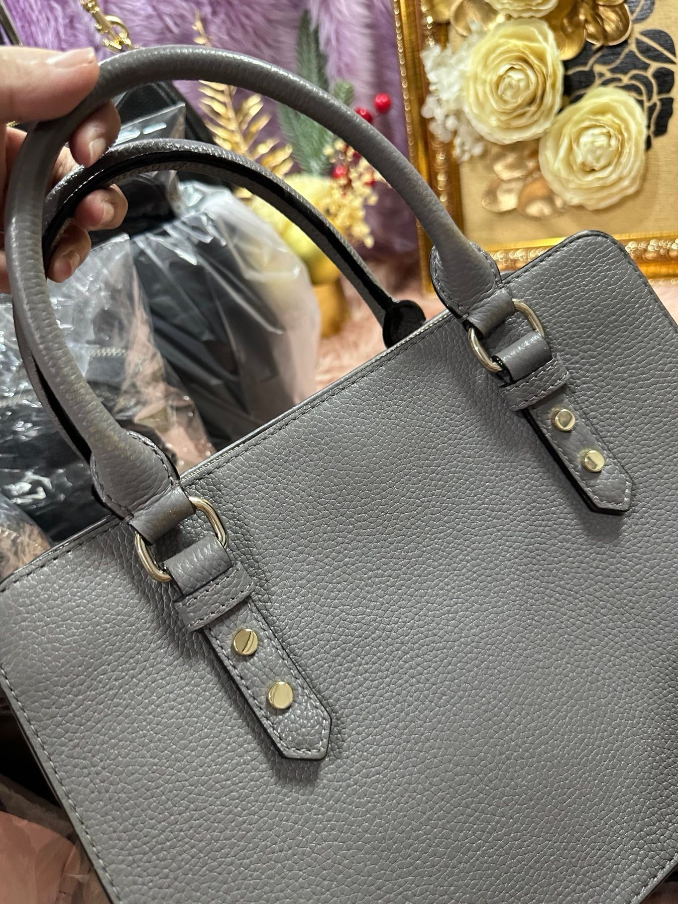 ORIG Preloved KS Mulberry Street Lise Satchel Grey Bag