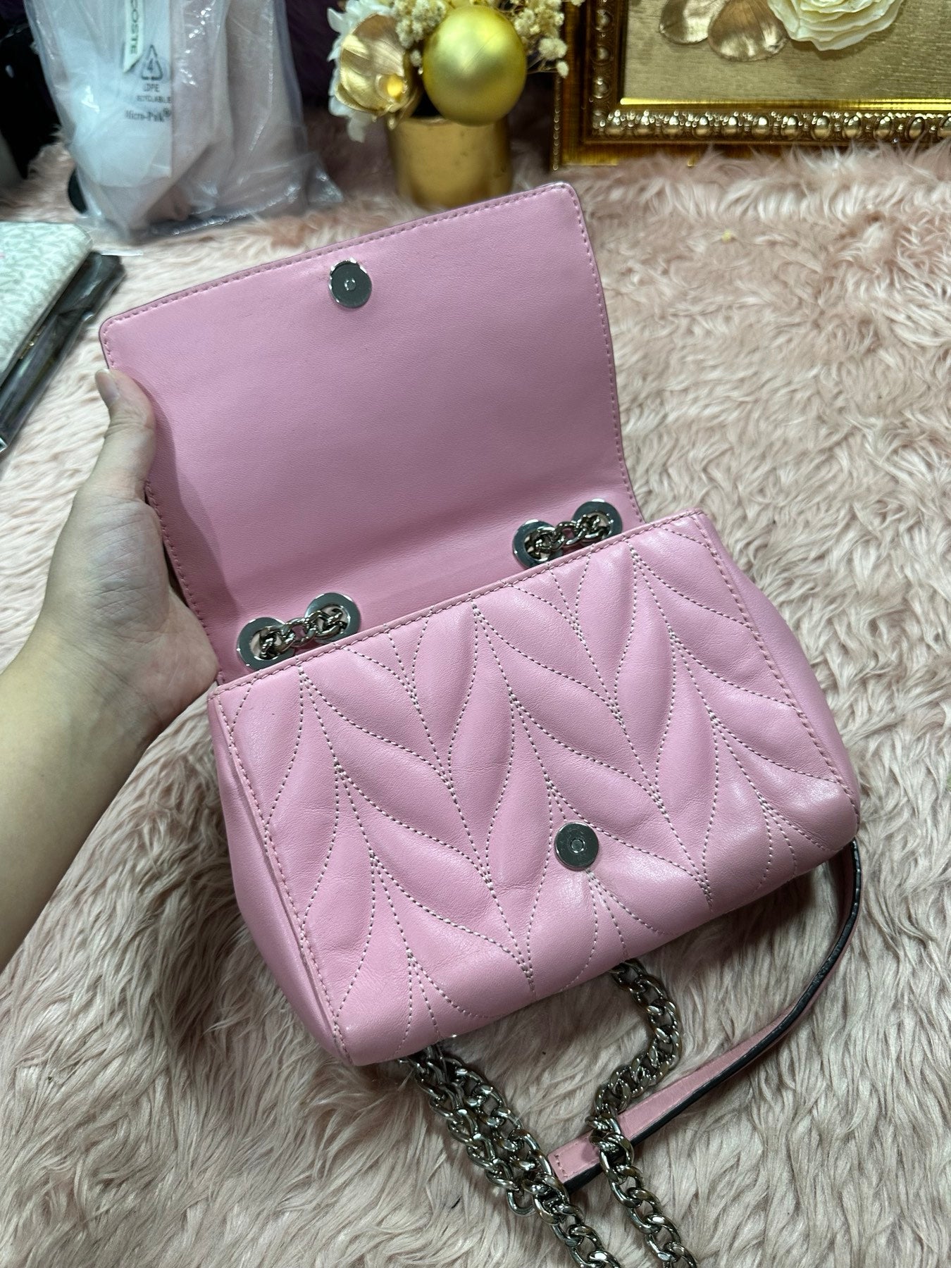ORIG Preloved KS Mini Emelyn Briar Lane Quilted Crossbody Bag Pink