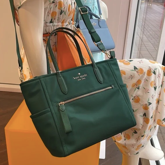 ORIG Preloved KS Chelsea Medium Satchel Nylon Bag Deep Jade Green