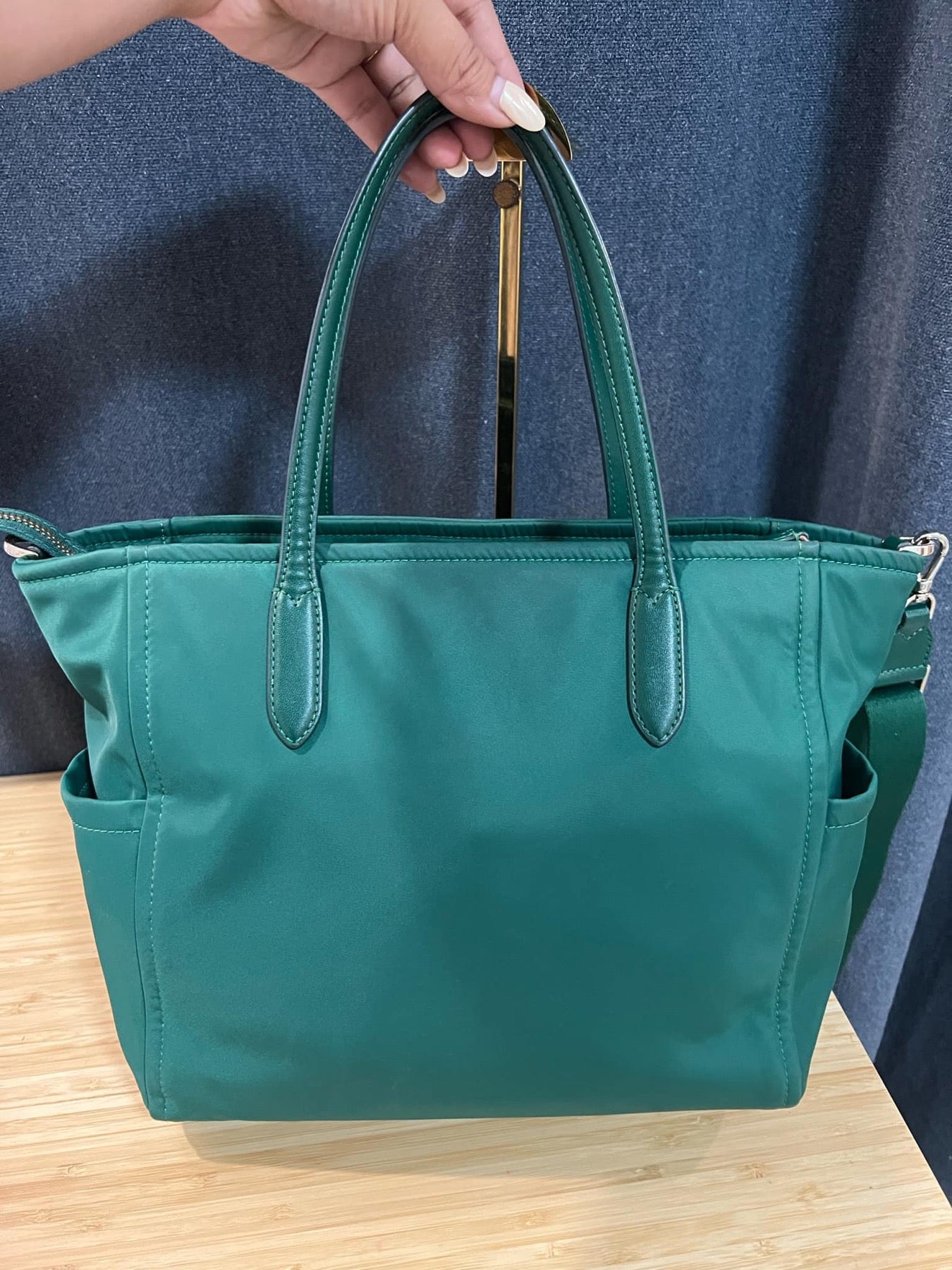 ORIG Preloved KS Chelsea Medium Satchel Nylon Bag Deep Jade Green
