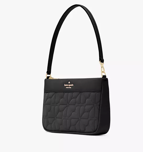 ORIG & IMPORTED KS Spade Flower Quilted Fabric Convertible Wristlet Shoulder Mini Bag Black
