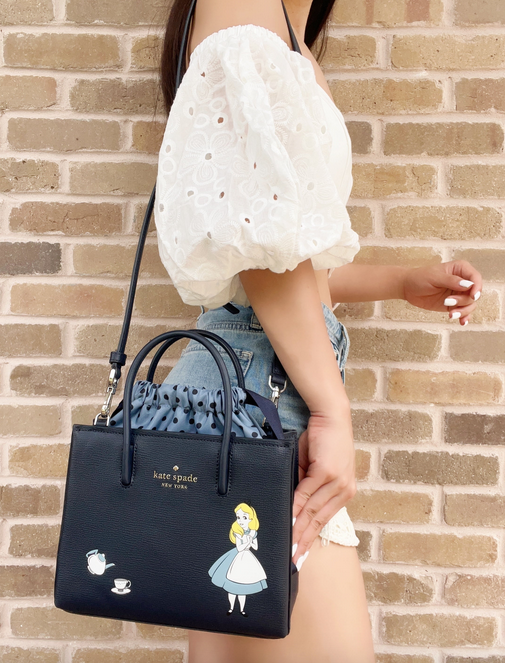 ORIG Preloved KS Alice in Wonderland Shopper Crossbody Bag Blue Navy