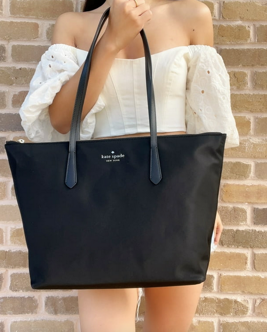 ORIG Preloved KS Kitt Nylon Medium Tote Black Bag